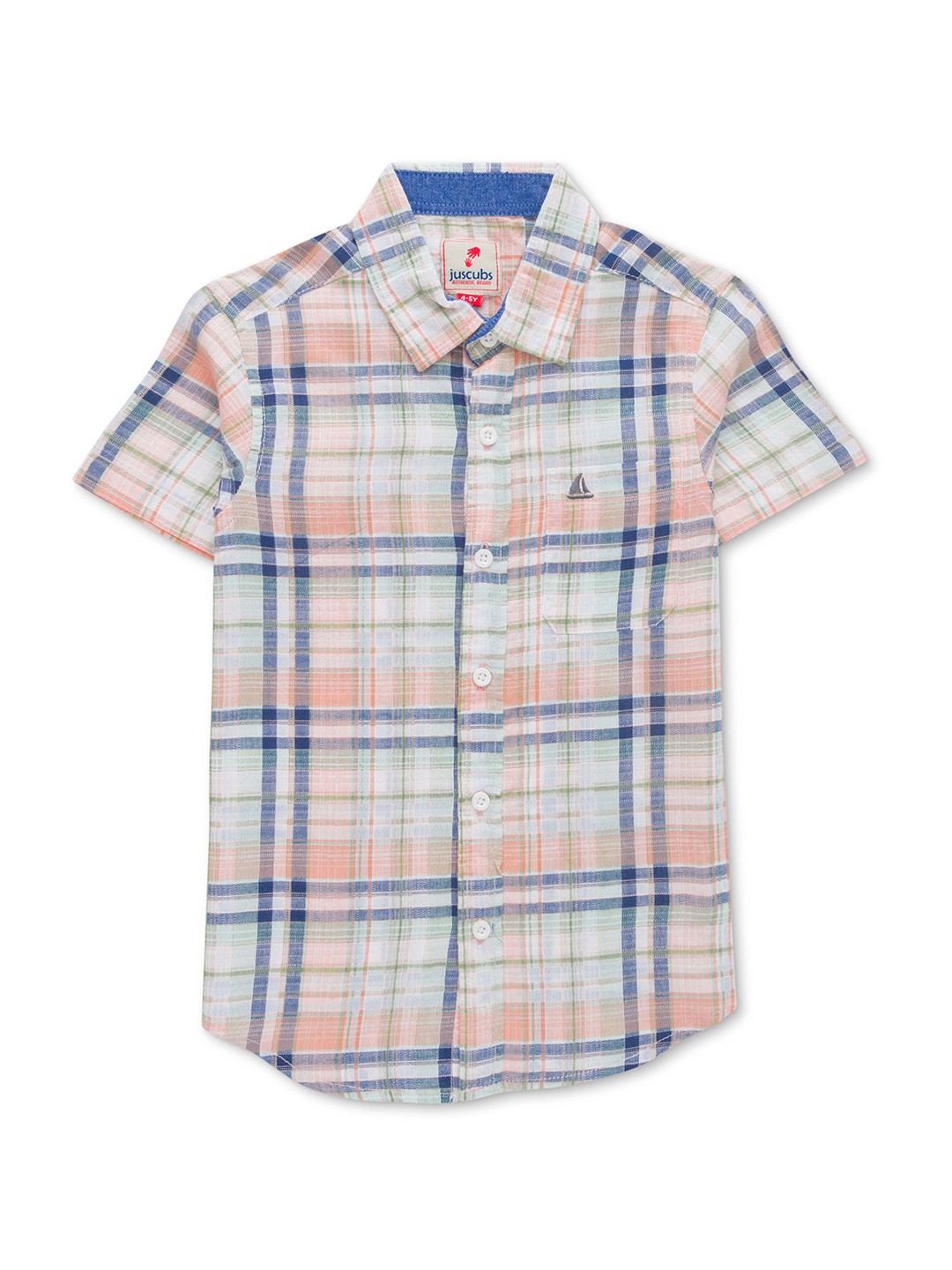 

JusCubs Boys Premium Tartan Checked Casual Pure Cotton Shirt, Off white