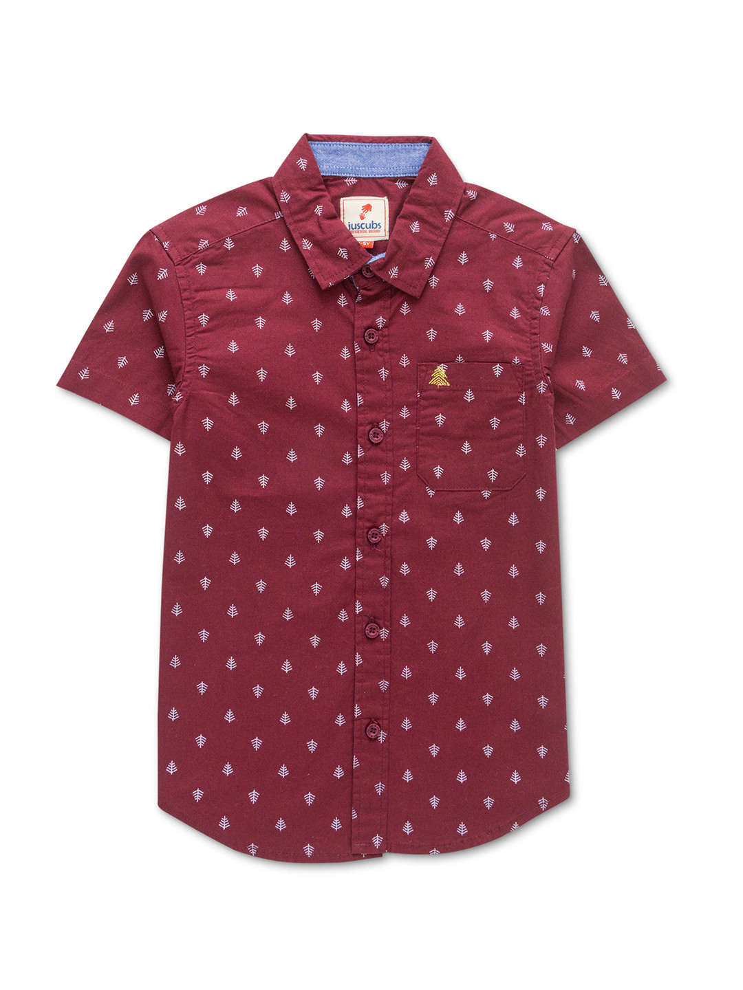 

JusCubs Boys Premium Printed Spread Collar Casual Pure Cotton Shirt, Maroon