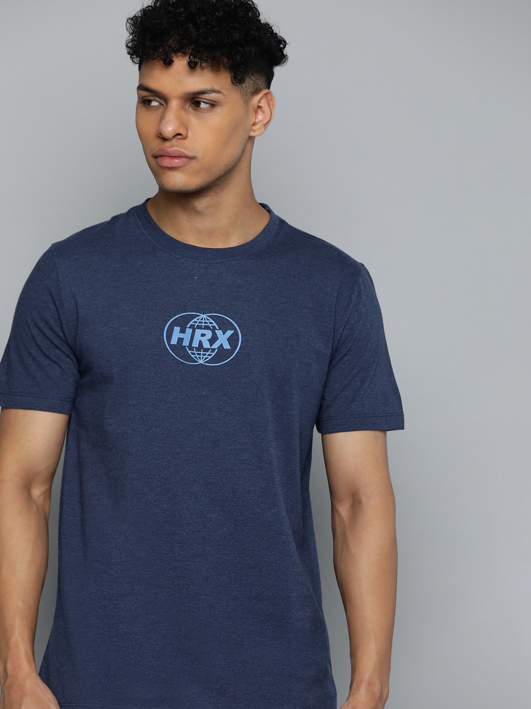 

HRX by Hrithik Roshan Men Brand Logo Printed Bio Finish T-shirt, Navy blue