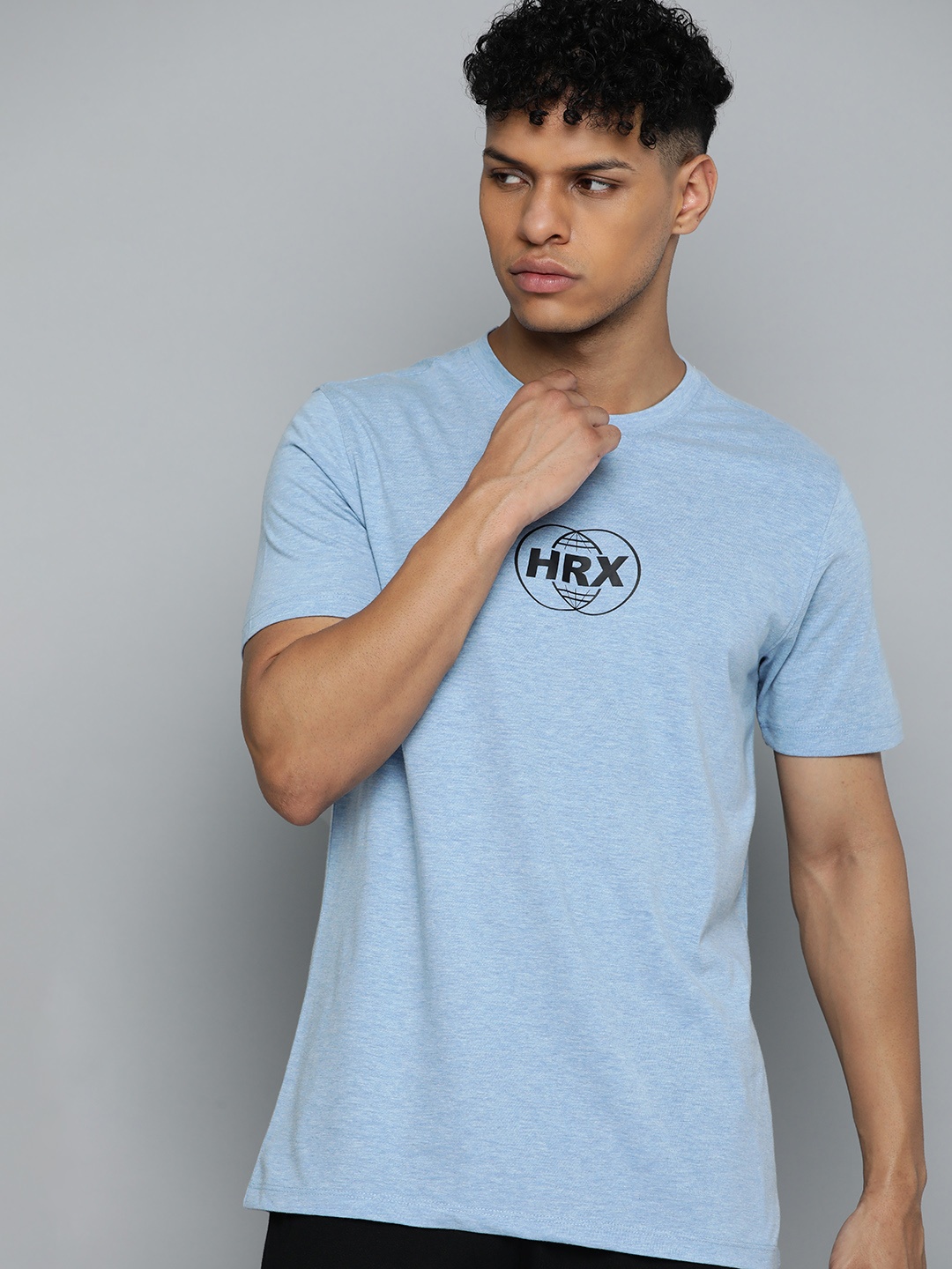 

HRX by Hrithik Roshan Men Brand Logo Printed Bio-Wash T-shirt, Turquoise blue