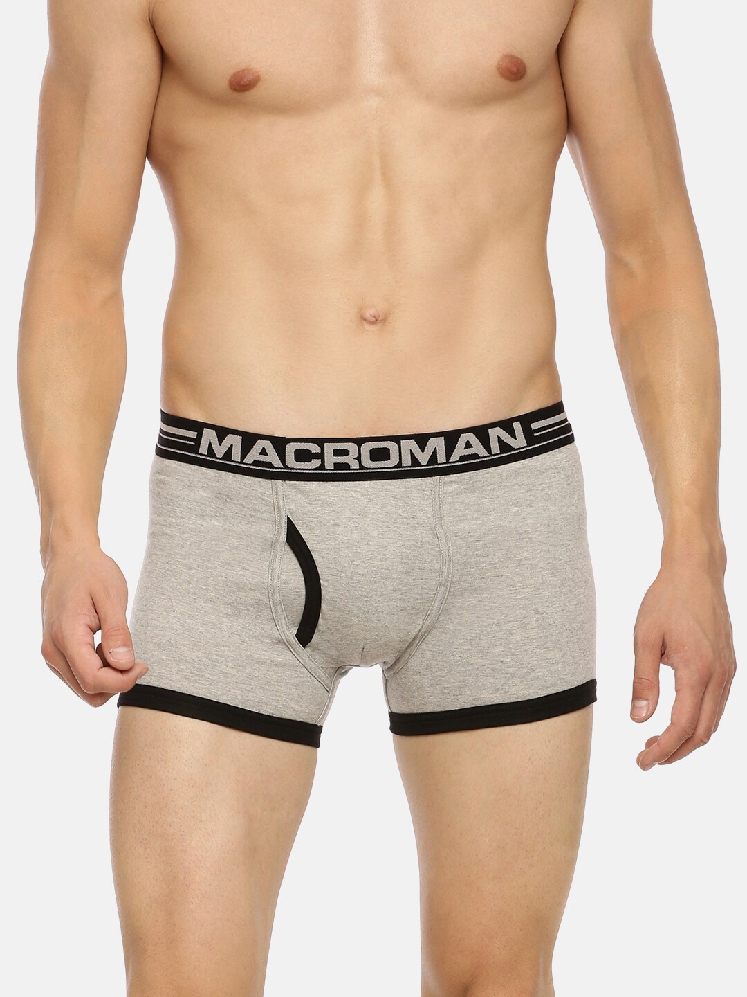 

Macroman M-Series Men Pure Cotton Boxer Brief, Grey melange