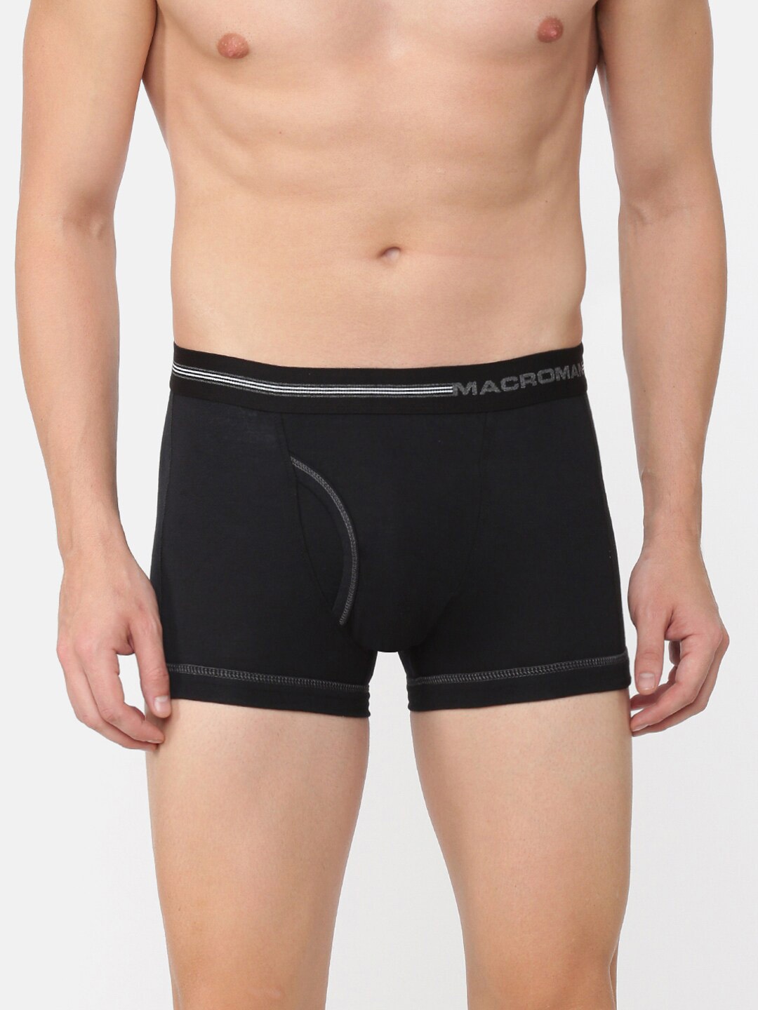 

Macroman M-Series Men Classic Boxer Front Open Anti Microbial Boxer Brief, Black