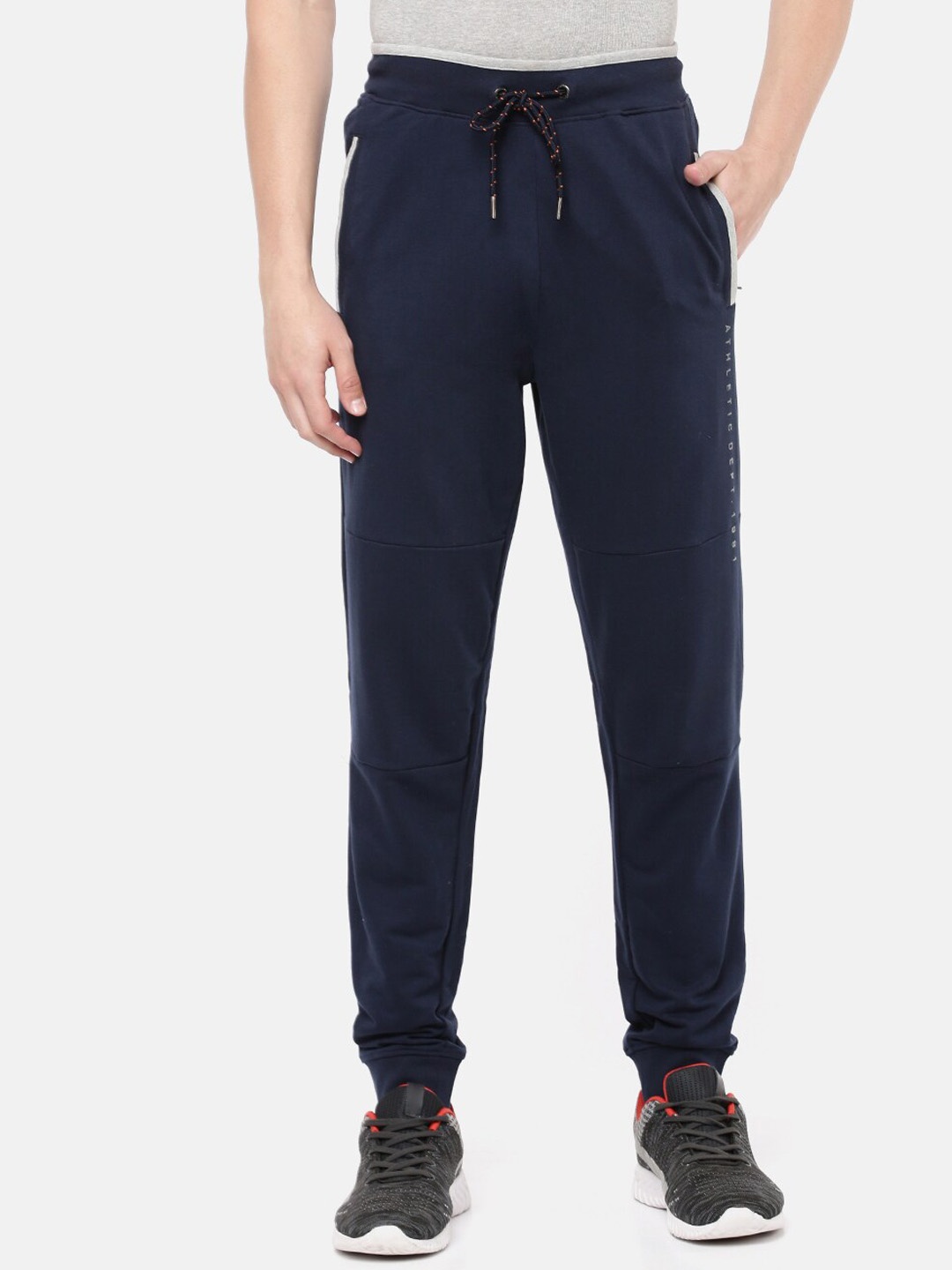 

Macroman M-Series Men Mid-Rise Cotton Sports Joggers, Navy blue
