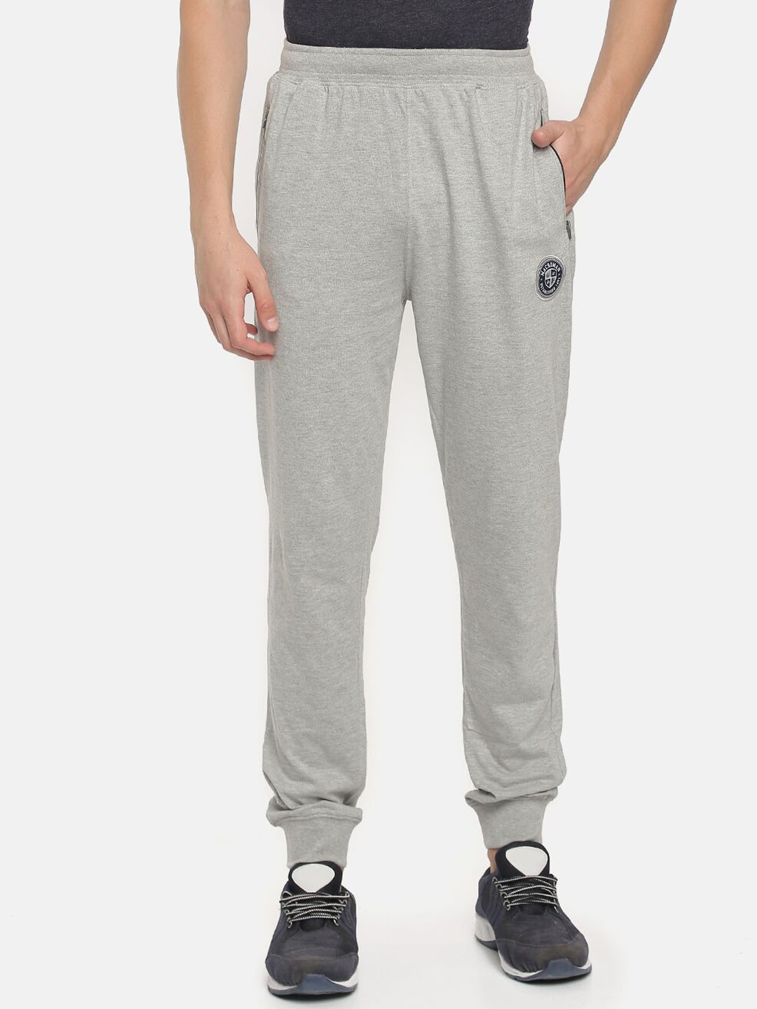

Macroman M-Series Men Mid-Rise Cotton Sports Joggers, Grey melange