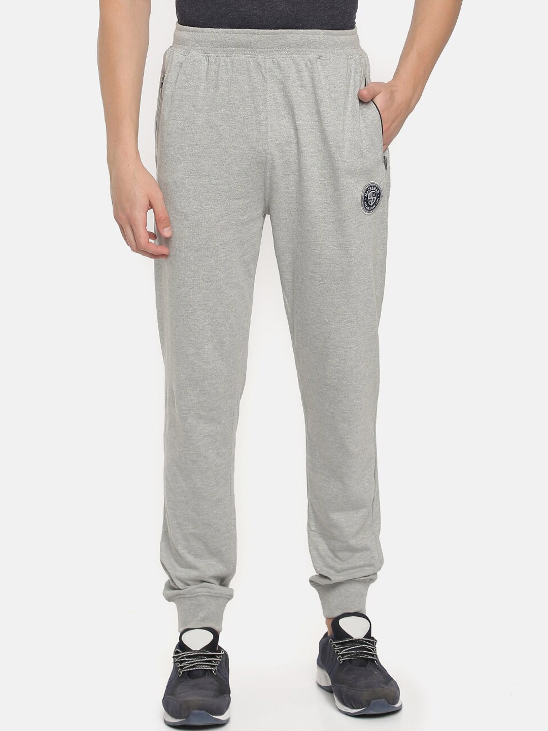 

Macroman M-Series Men Mid-Rise Cotton Sports Joggers, Grey melange