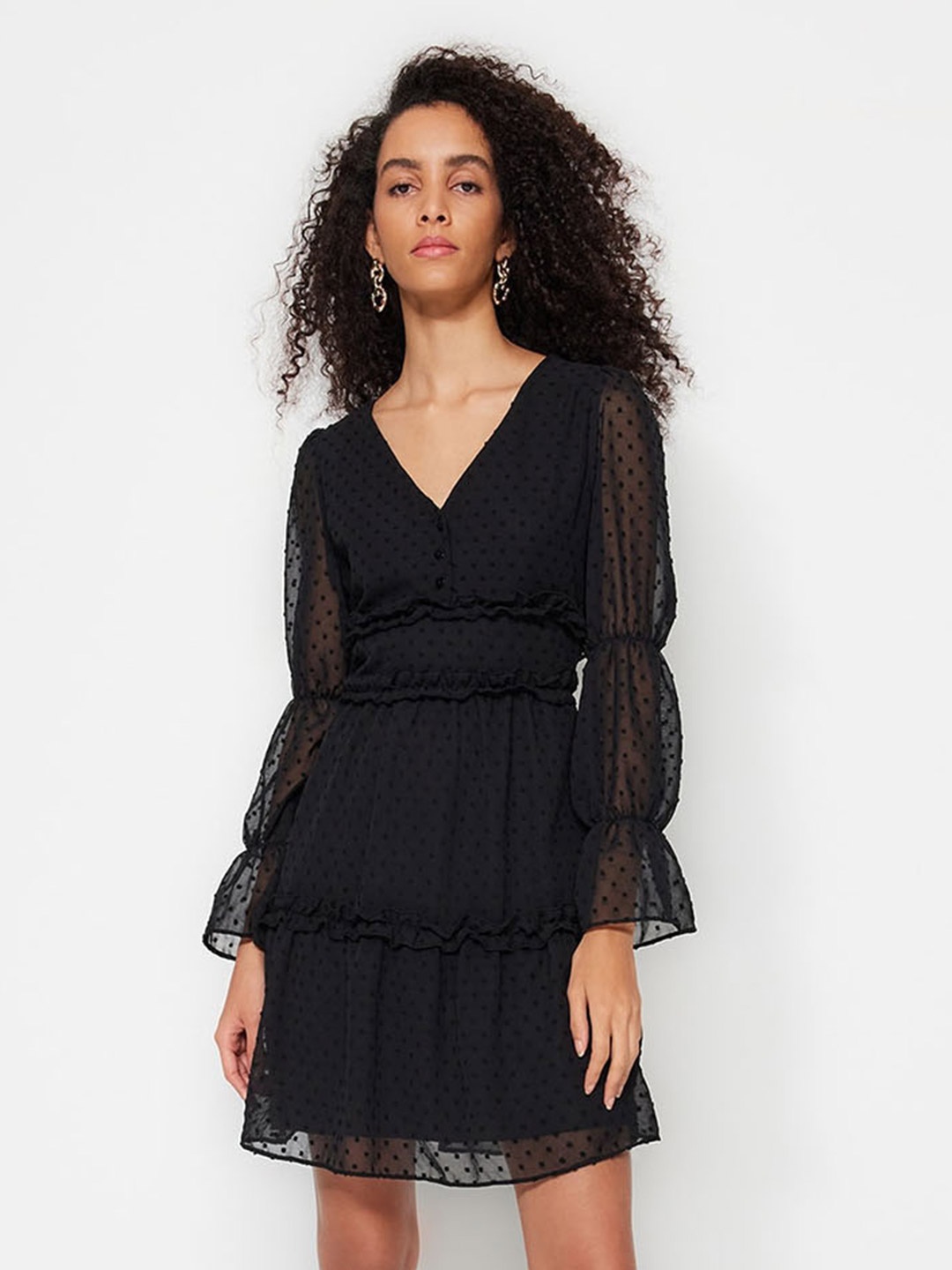 

Trendyol Bell Sleeve Fit & Flare Dress, Na