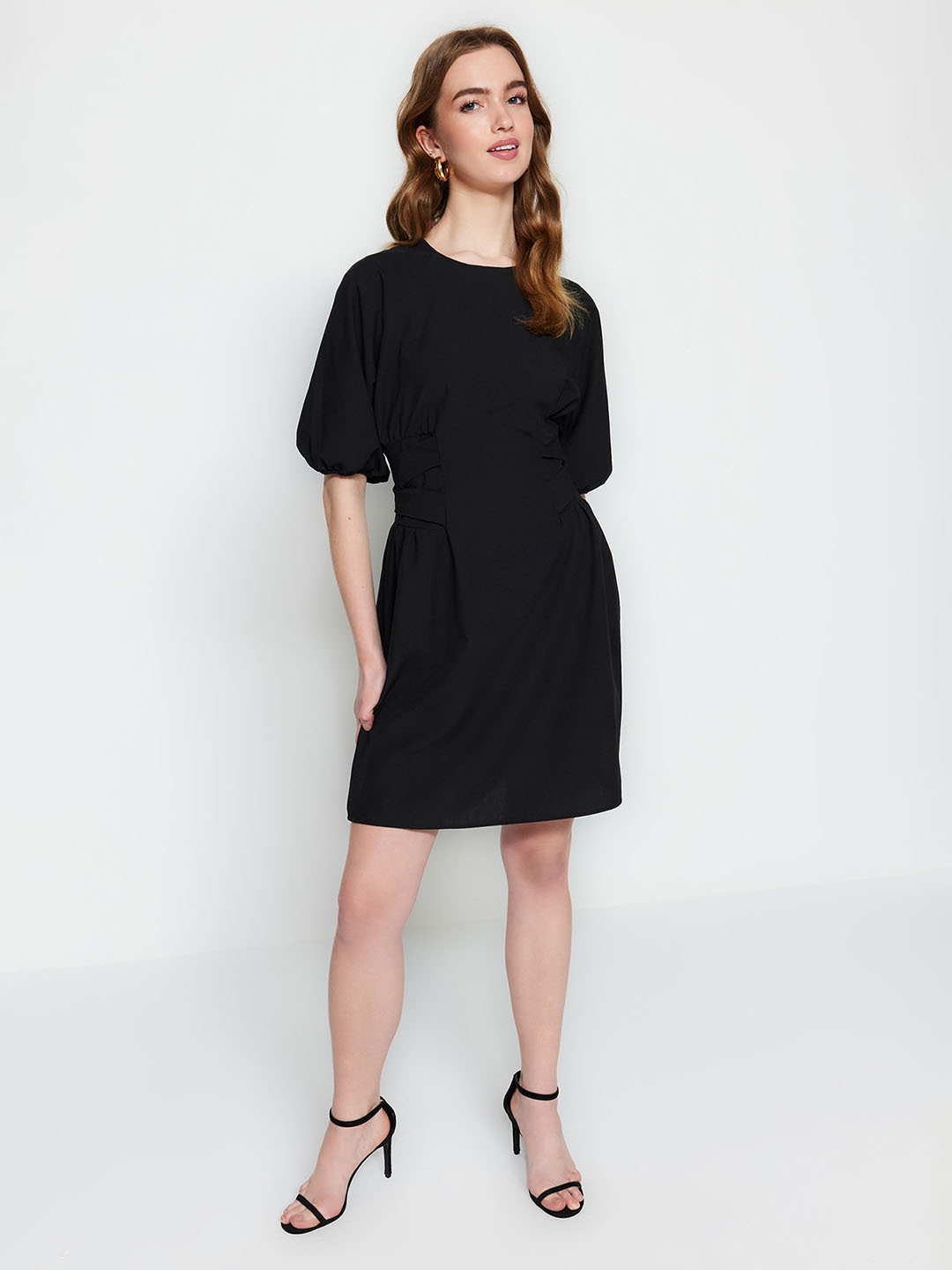 

Trendyol Puff Sleeve Fit & Flare Dress, Na