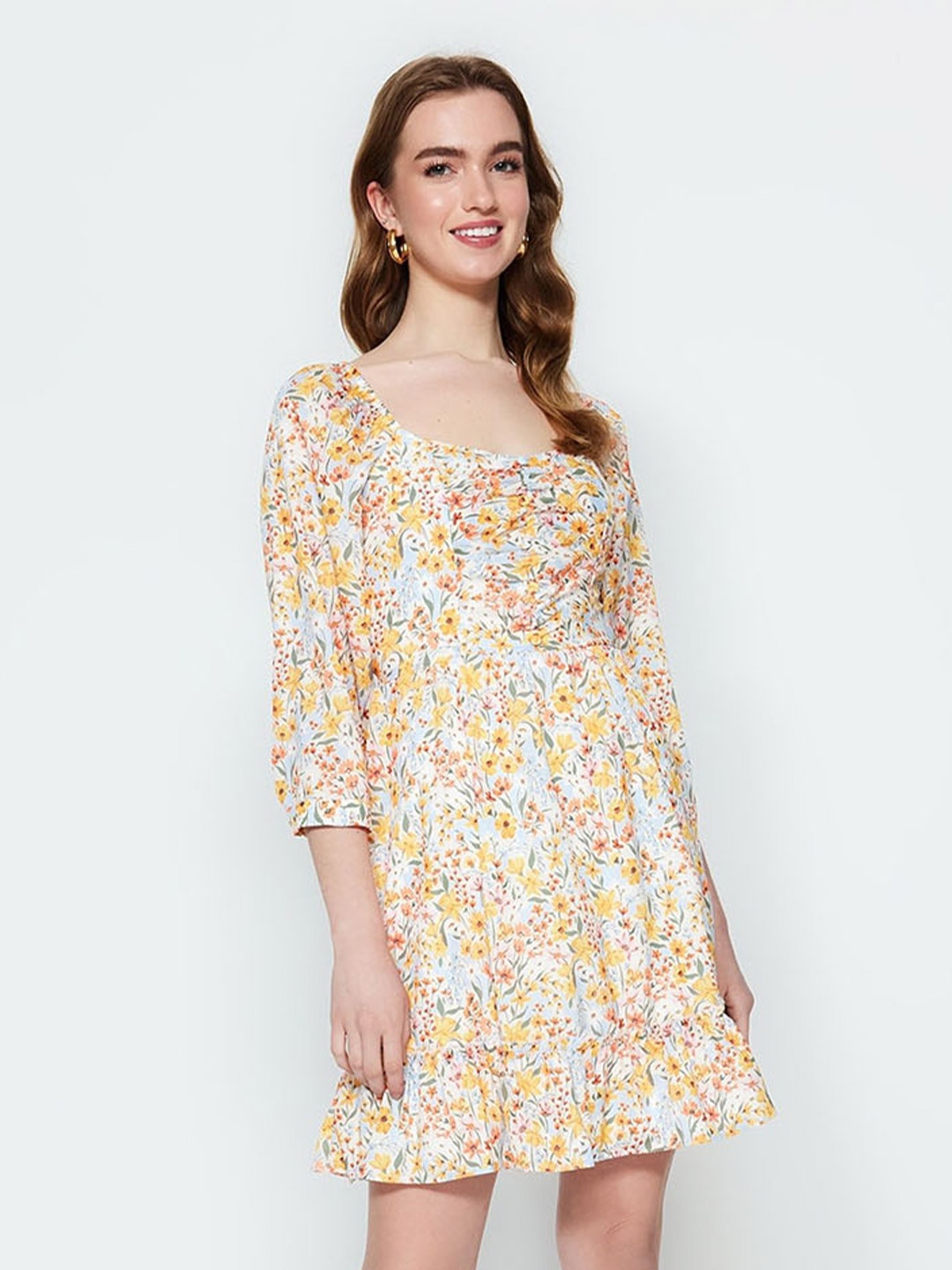 

Trendyol Floral Print A-Line Dress, Na