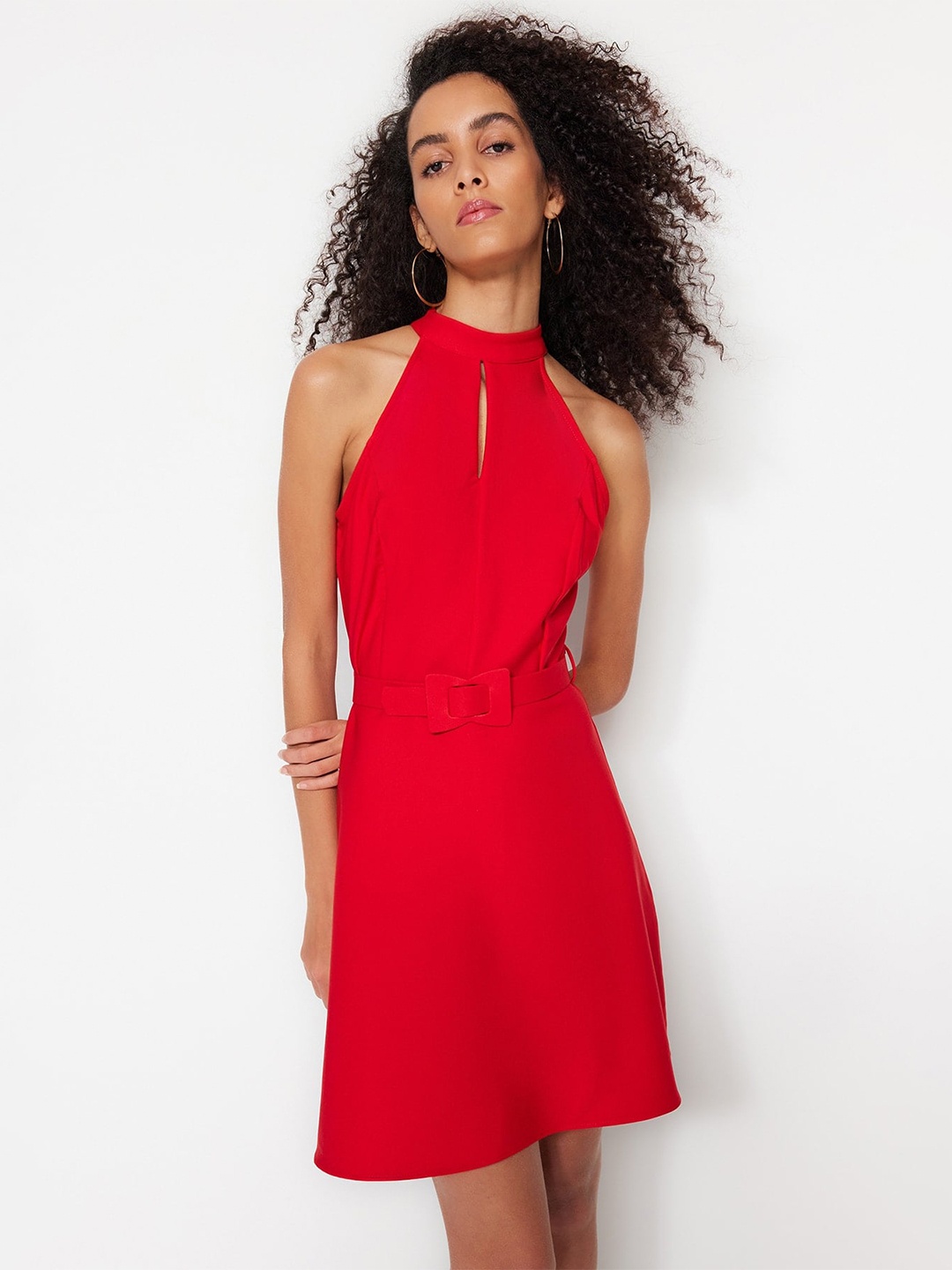 

Trendyol Halter Neck A-Line Dress, Red