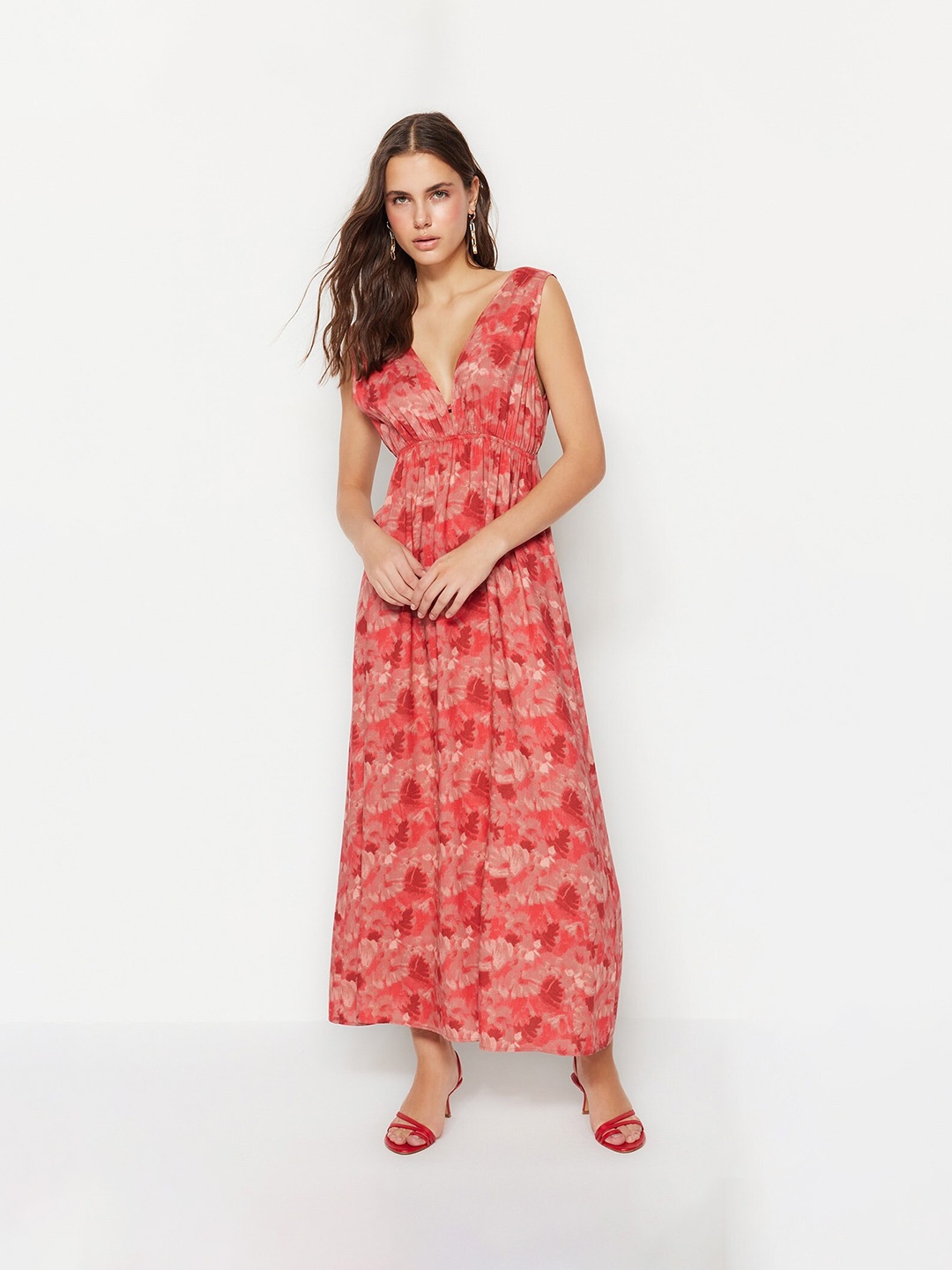 

Trendyol Floral Print Maxi Dress, Red
