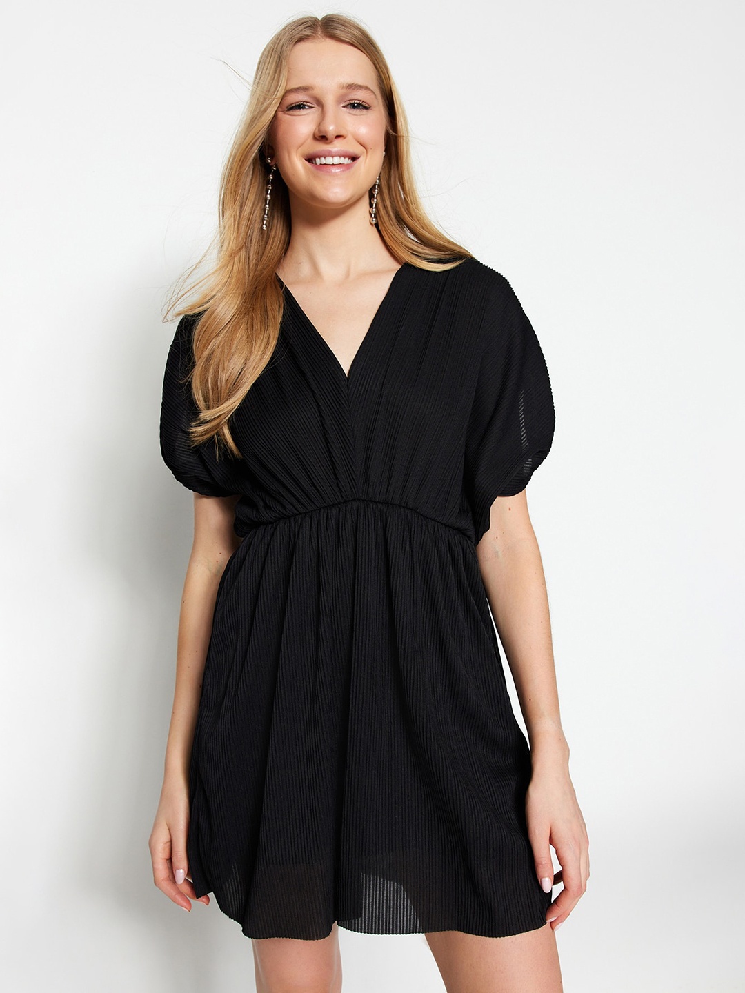 

Trendyol V-Neck Fit & Flare Mini Dress, Black