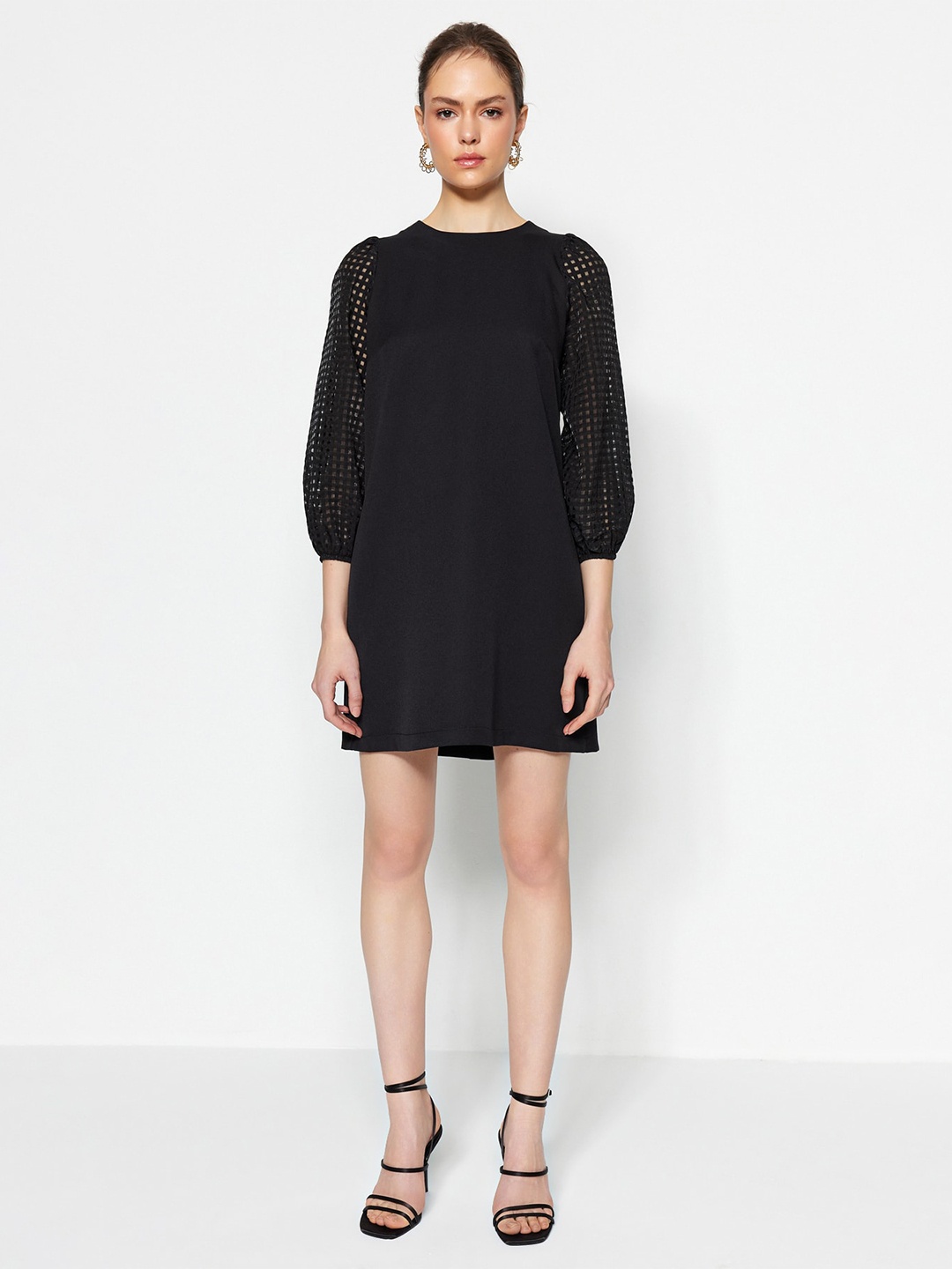 

Trendyol Cut-Out Detail Puff Sleeve A-Line Mini Dress, Black