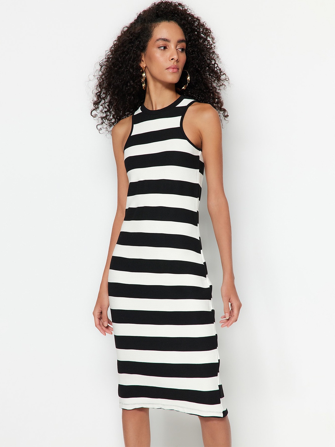

Trendyol Striped Bodycon Dress, Black
