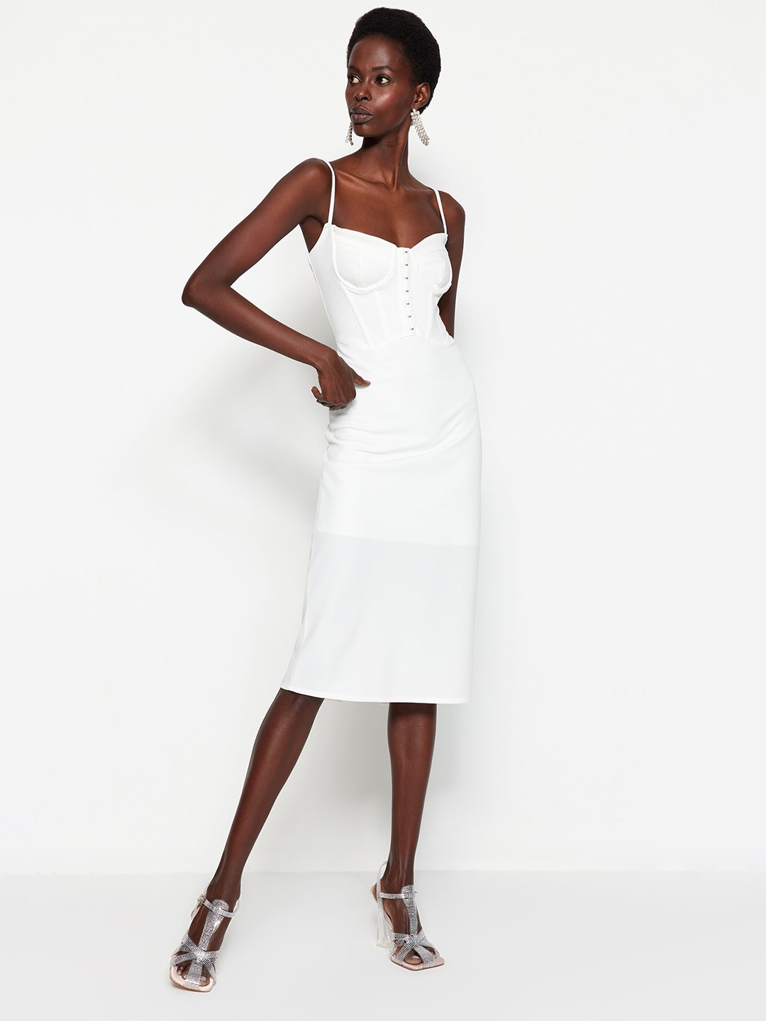 

Trendyol Shoulder Straps A-Line Dress, White