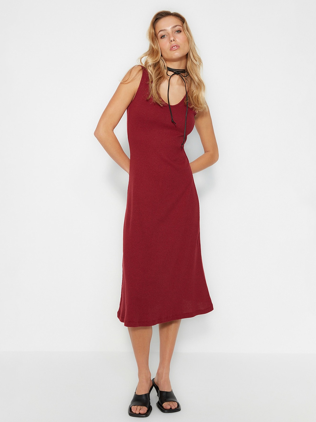 

Trendyol A-Line Midi Dress, Maroon