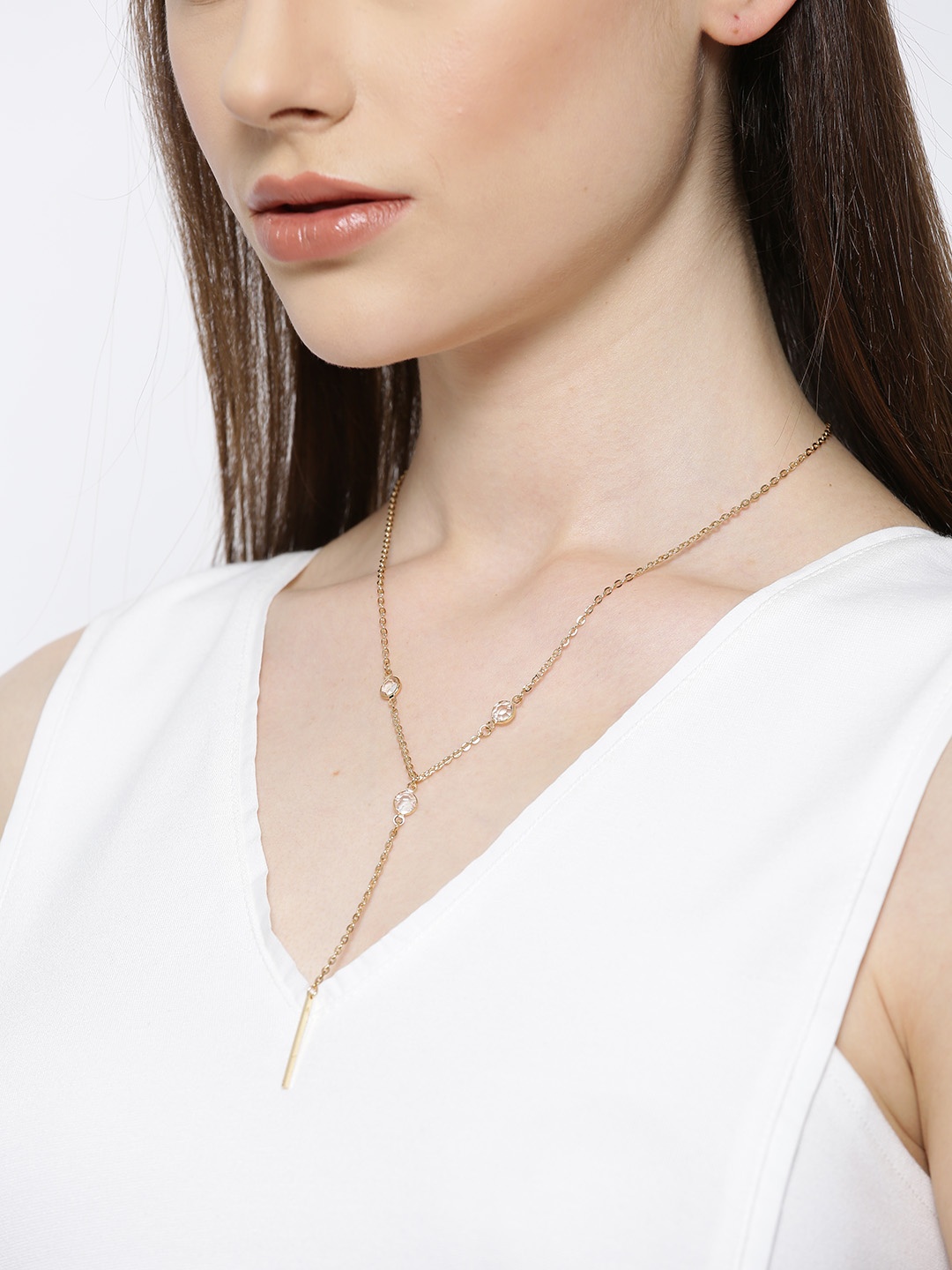 

OOMPH Gold-Toned Stone-Studded Necklace