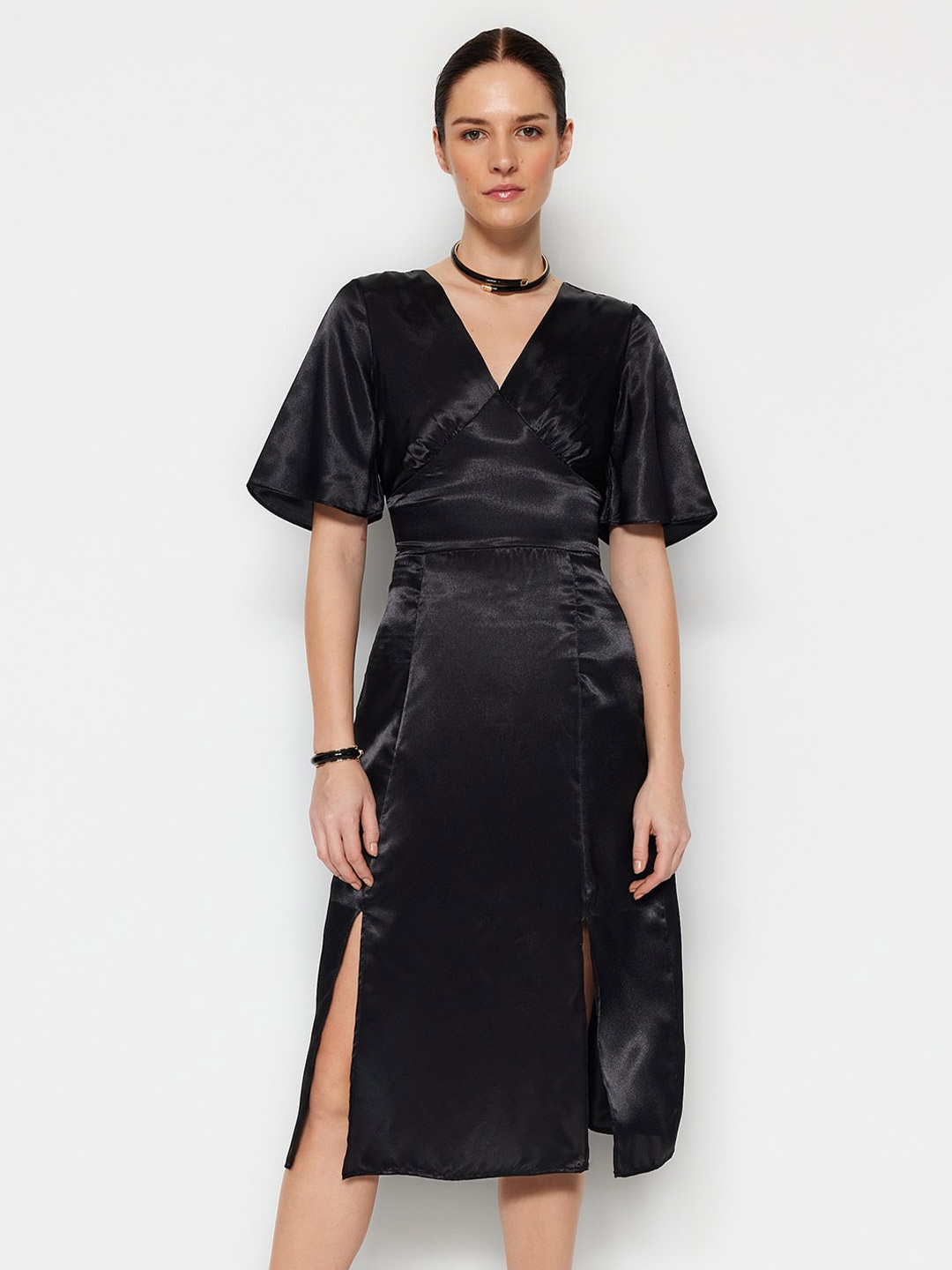 

Trendyol V-Neck Midi Dress, Black