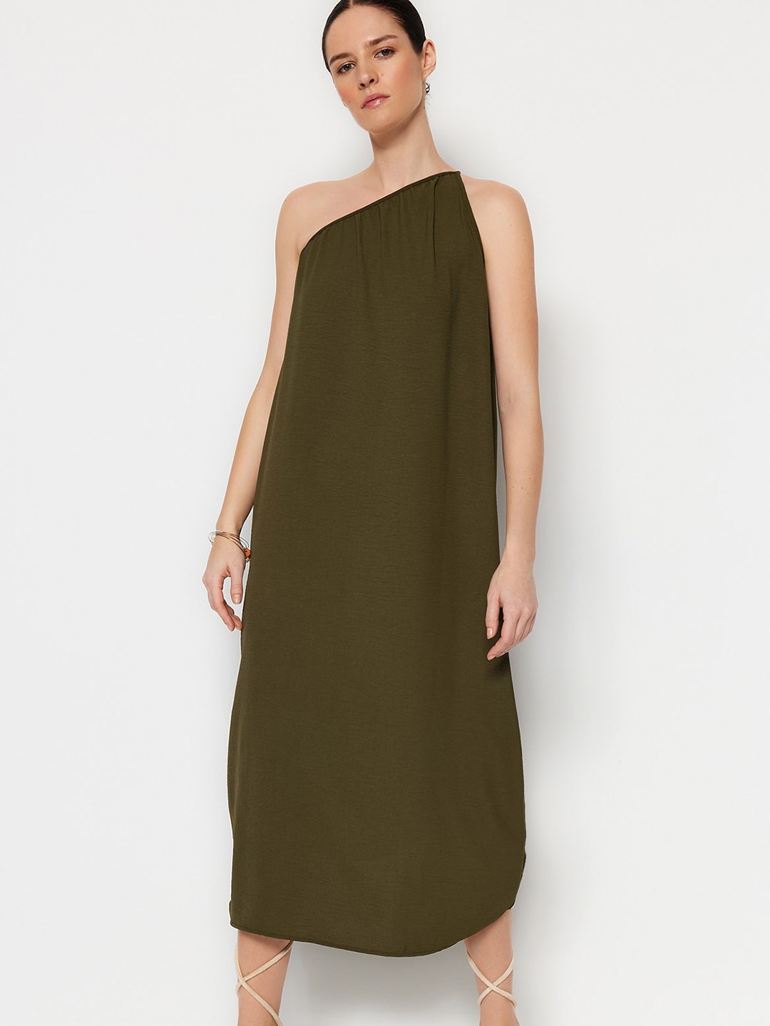 

Trendyol A-Line Midi Dress, Olive