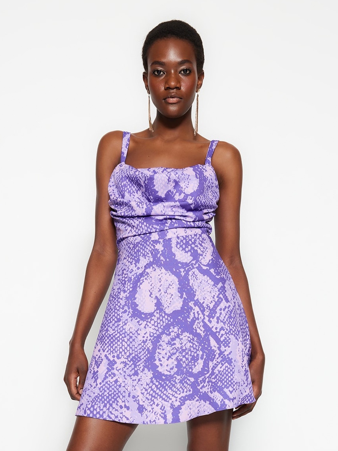 

Trendyol Floral Print Fit & Flare Dress, Lavender