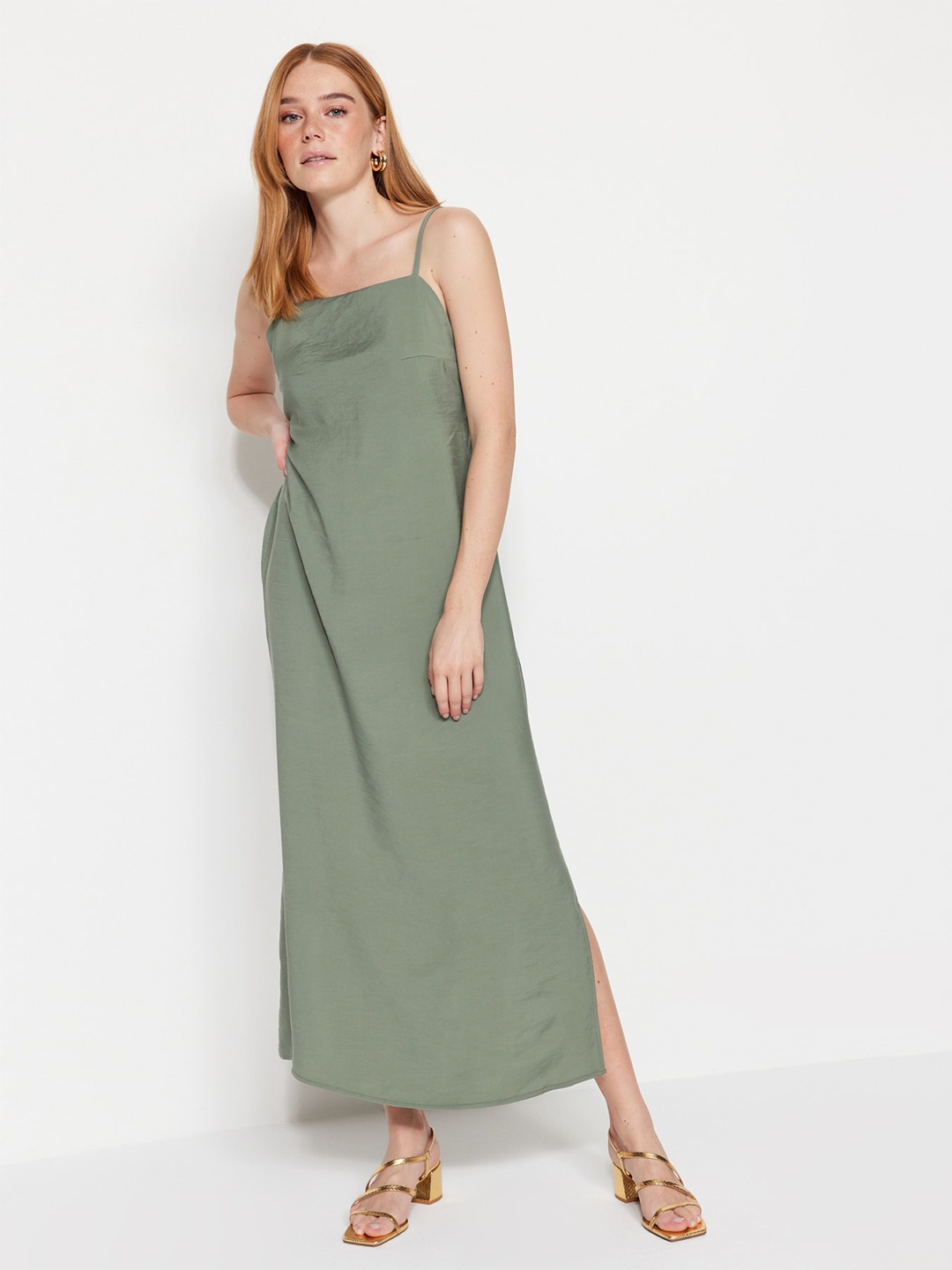 

Trendyol Shoulder Straps Maxi Dress, Green