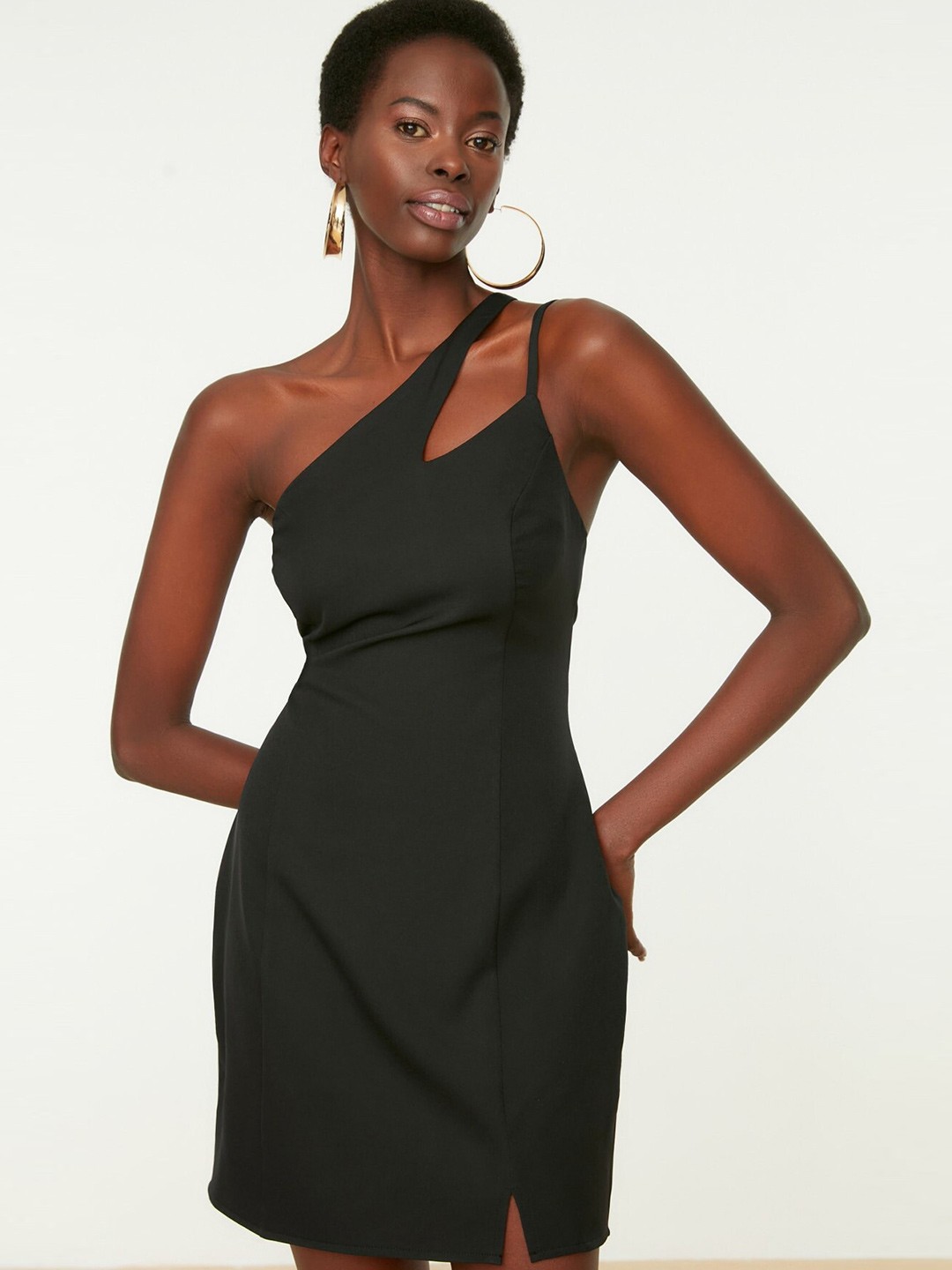 

Trendyol One Shoulder Sheath Mini Dress, Black
