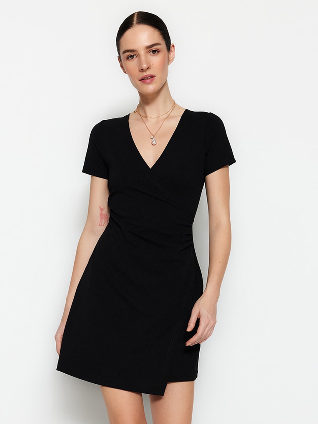 

Trendyol V-Neck Wrap Dress, Black