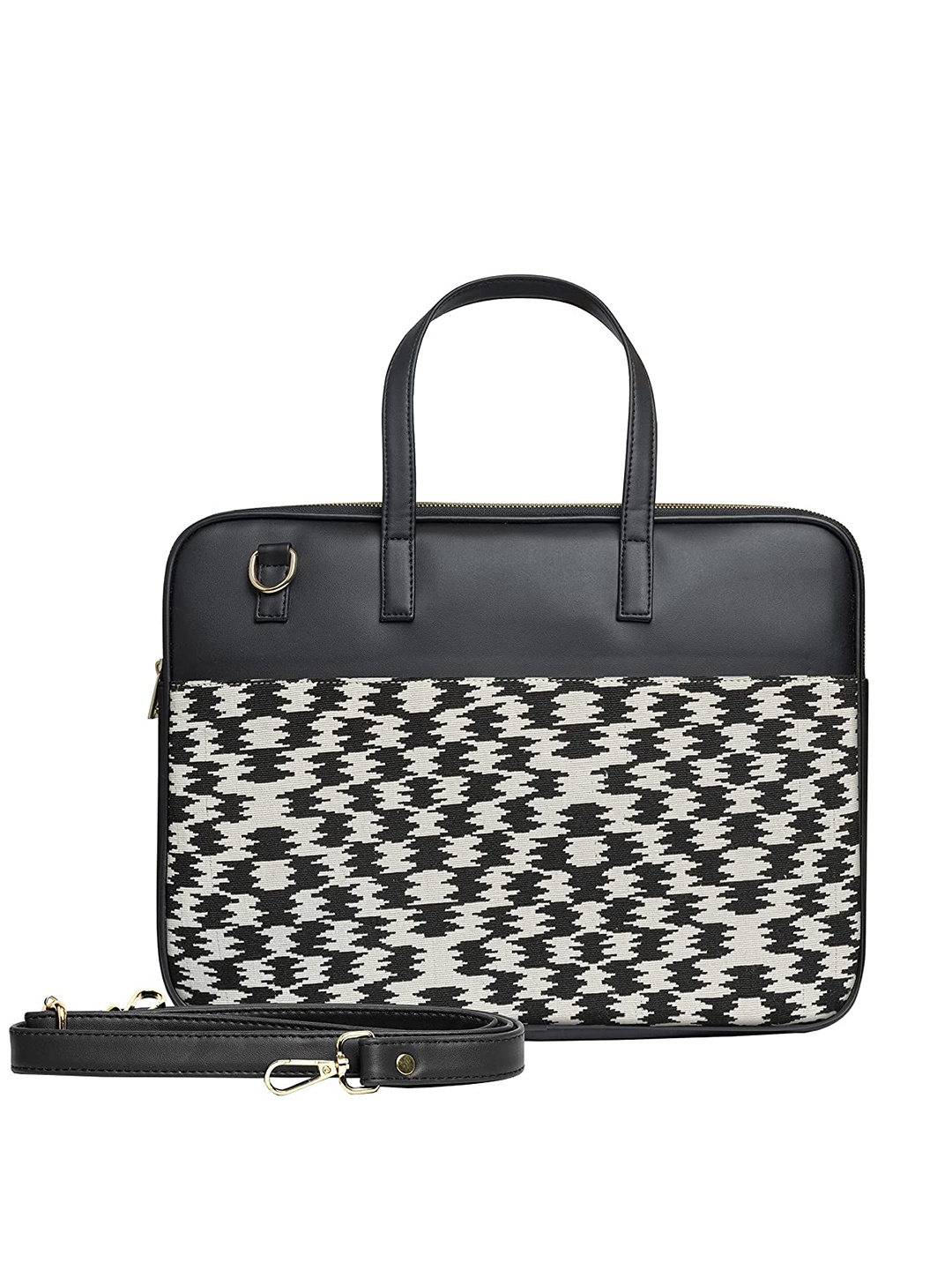 

THE MESSY CORNER Textured Laptop Bag, Black
