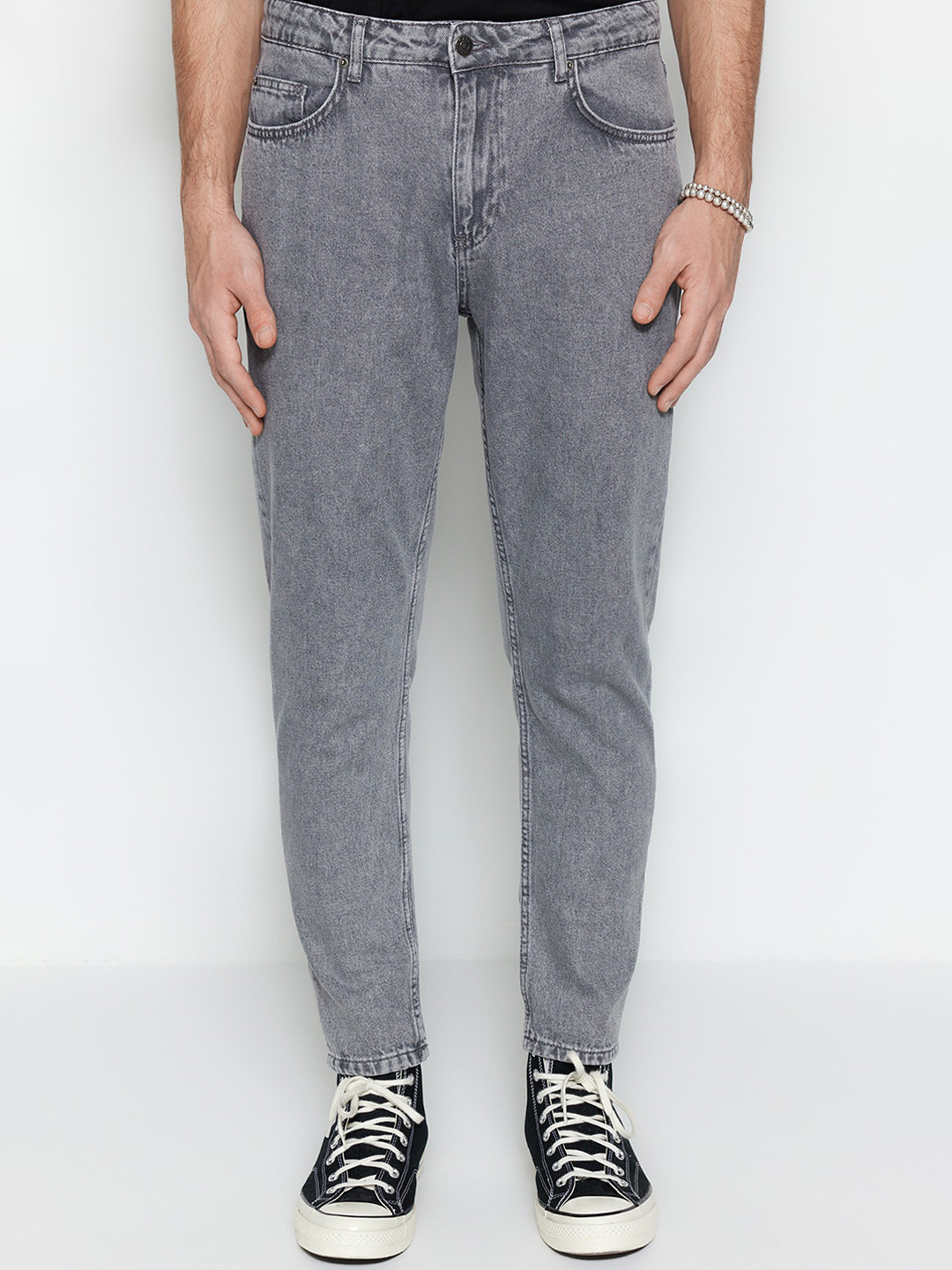 

Trendyol Men Mid-Rise Light Fade Jeans, Grey