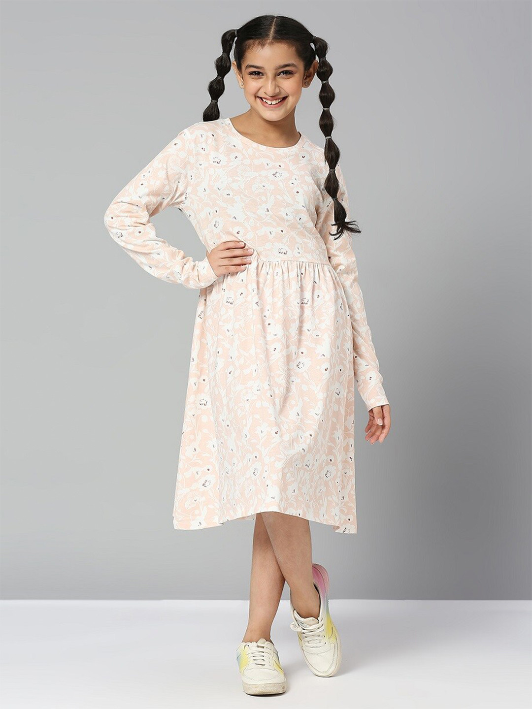 

JUSTICE Girls Floral Print A-Line Dress, White