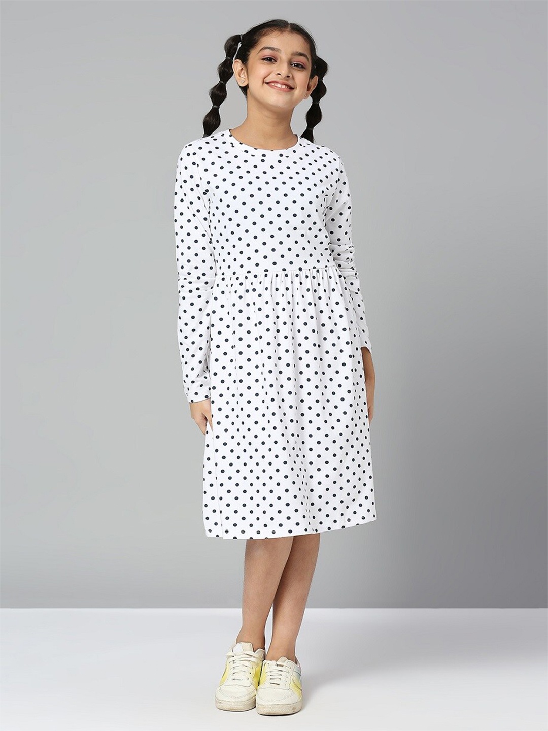 

JUSTICE Girls Polka Dot Print A-Line Dress, White