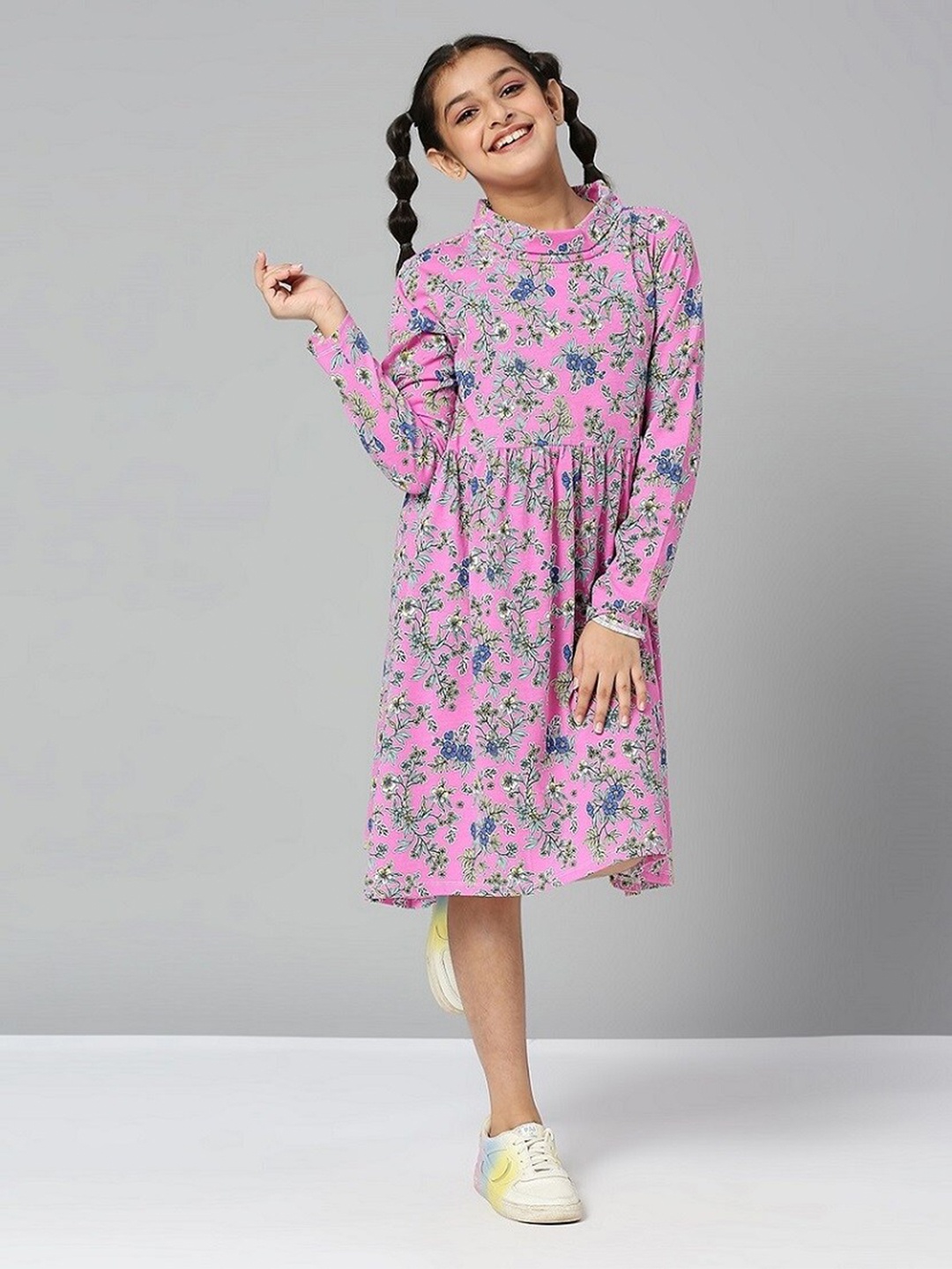 

JUSTICE Pink Floral Print A-Line Dress