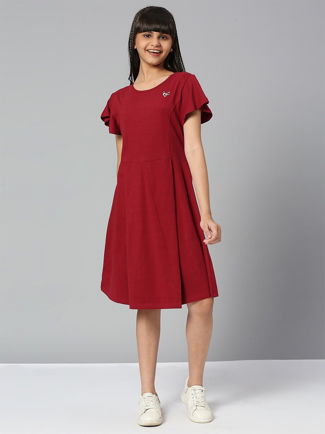 

JUSTICE Girls Formal Fit & Flare Dress, Burgundy