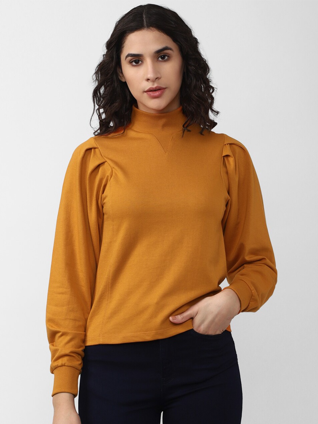 

Van Heusen Woman High Neck Cotton Sweatshirt, Orange