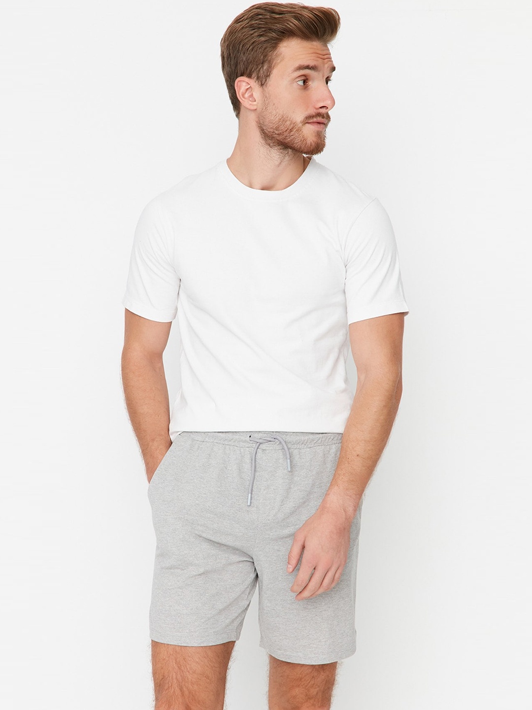 

Trendyol Men Mid-Rise Casual Shorts, Grey