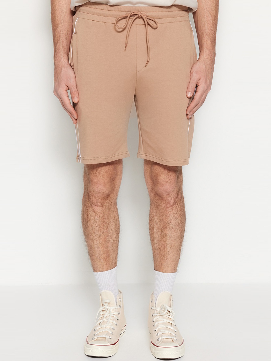 

Trendyol Men Mid-Rise Casual Pure Cotton Shorts, Beige