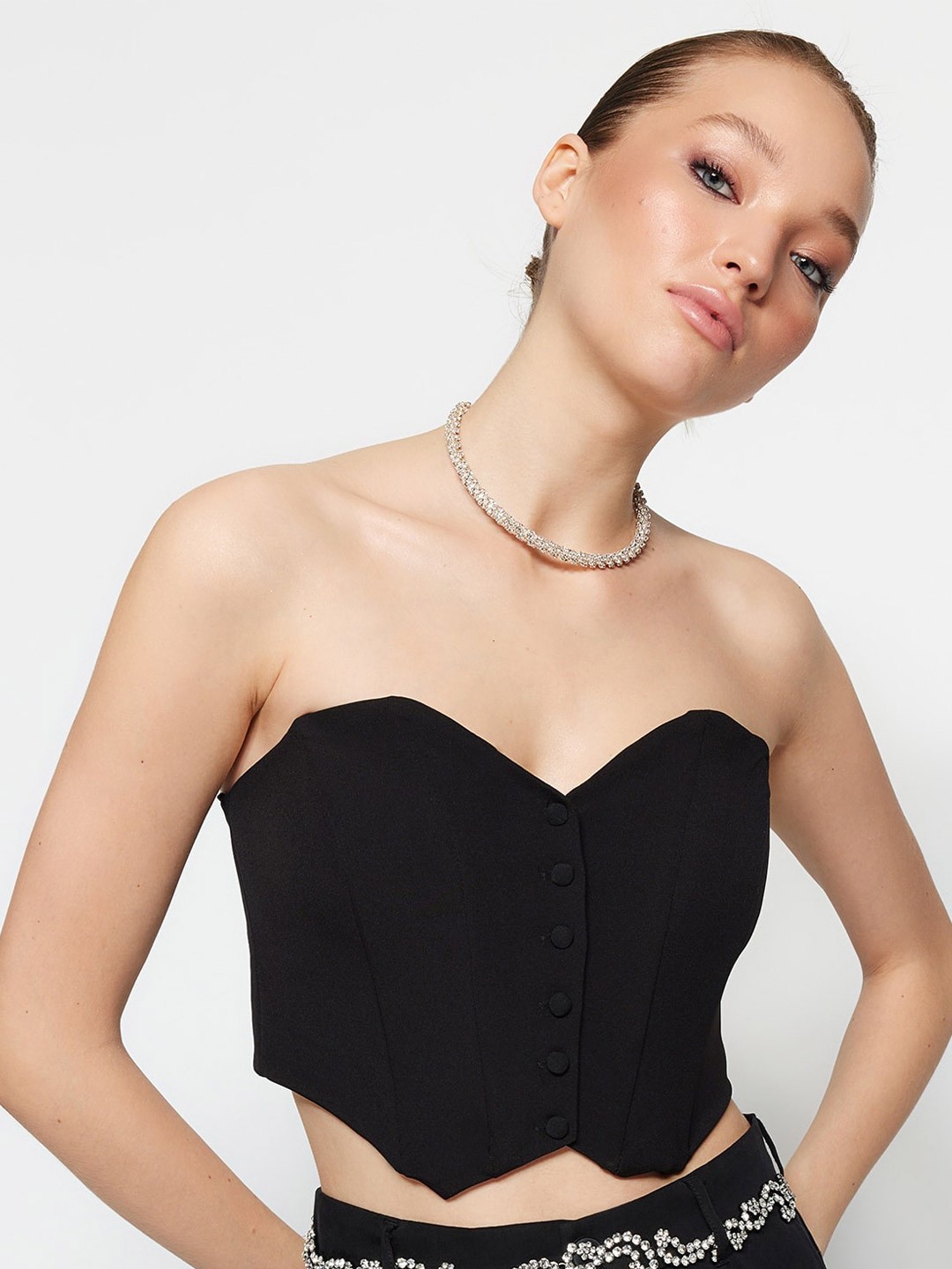 

Trendyol Strapless Tube Crop Top, Black