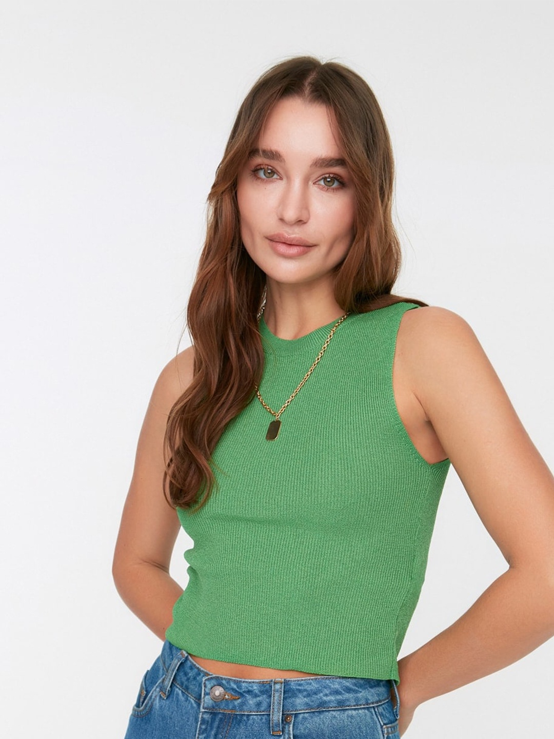

Trendyol Sleeveless Fitted Top, Green
