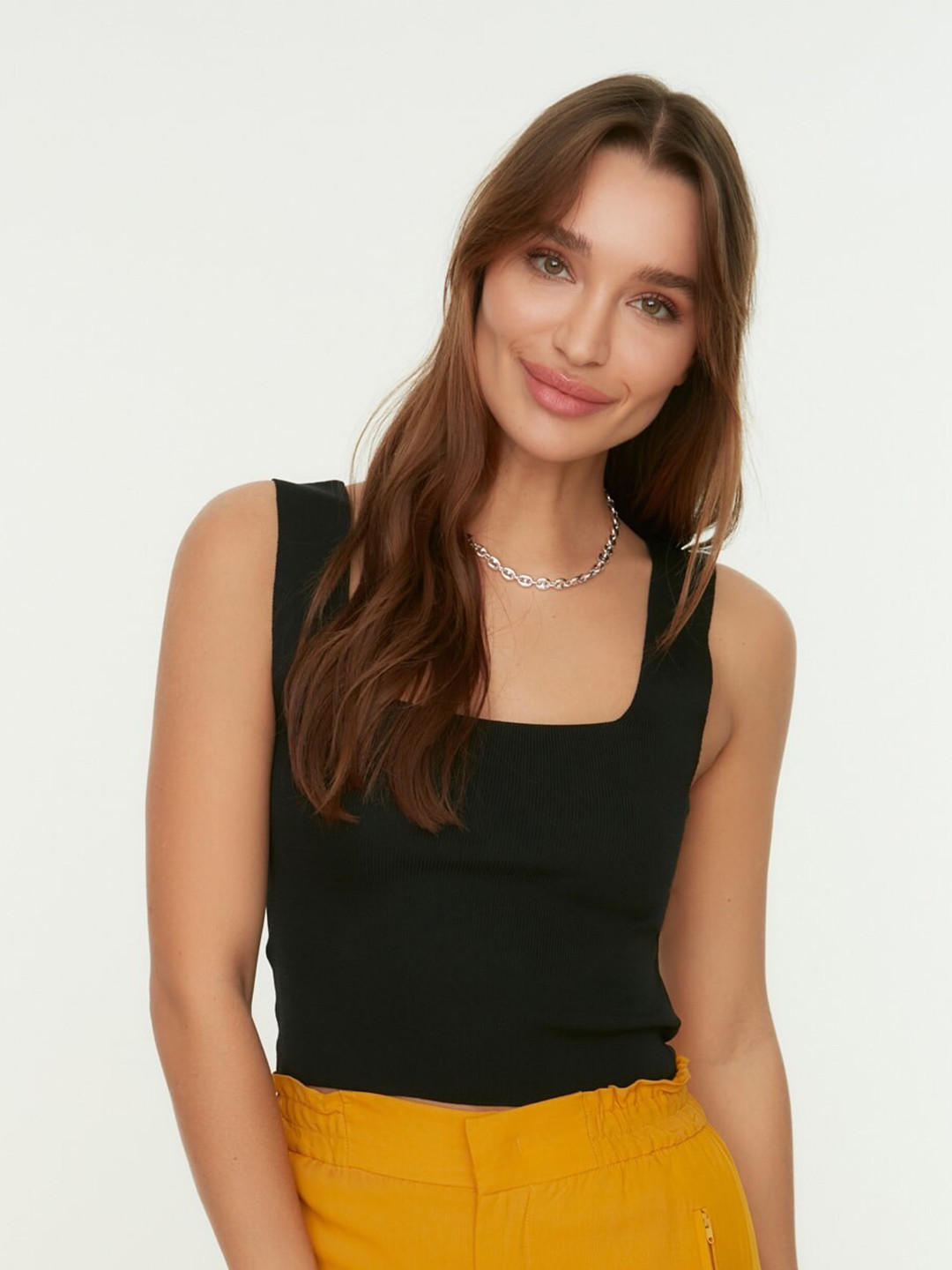

Trendyol Square Neck Sleeveless Top, Black