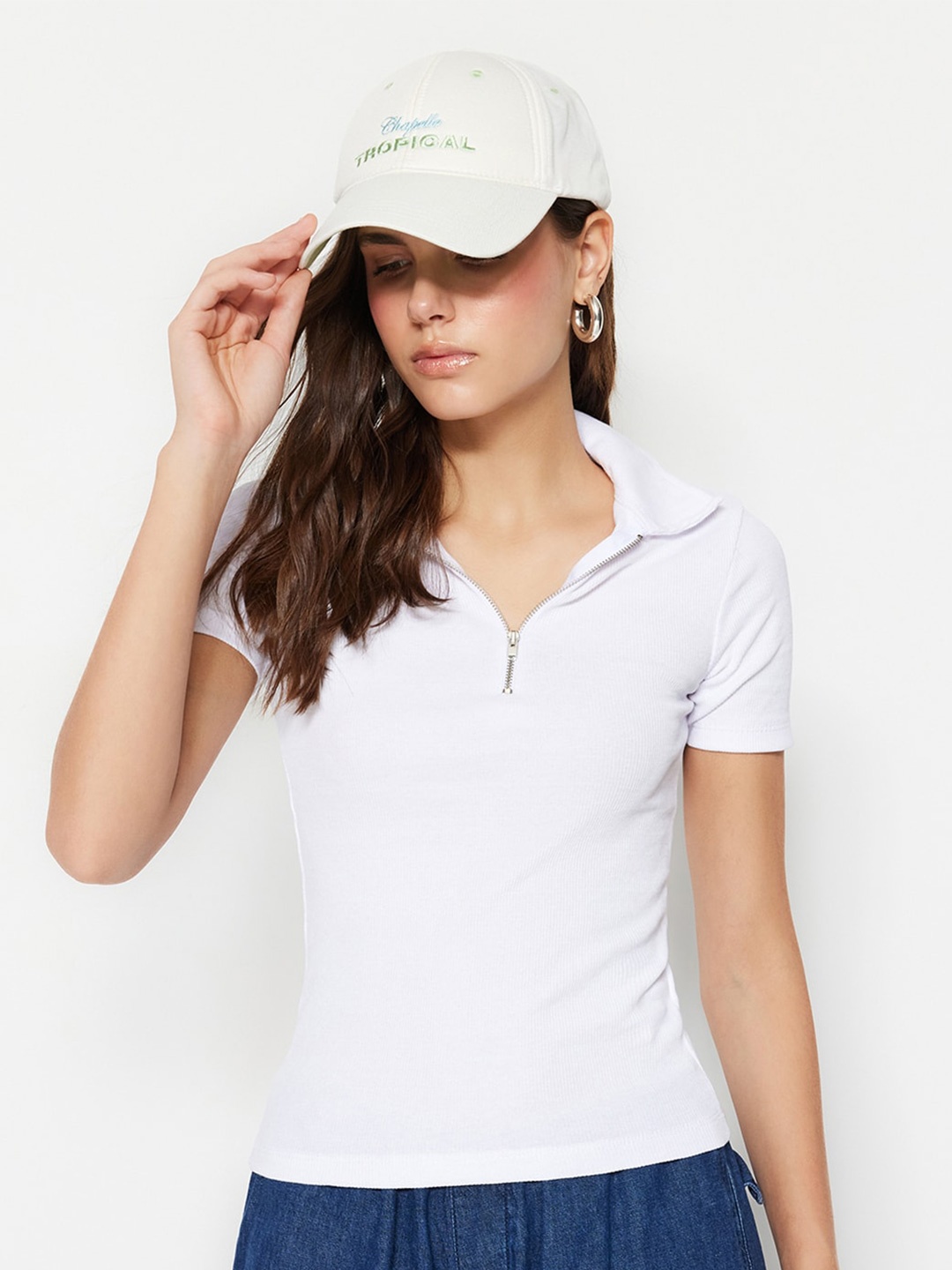 

Trendyol Shirt Collar Short Sleeves Casual Top, White