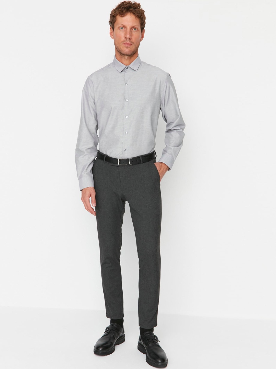 

Trendyol Men Mid-Rise Formal Trousers, Grey