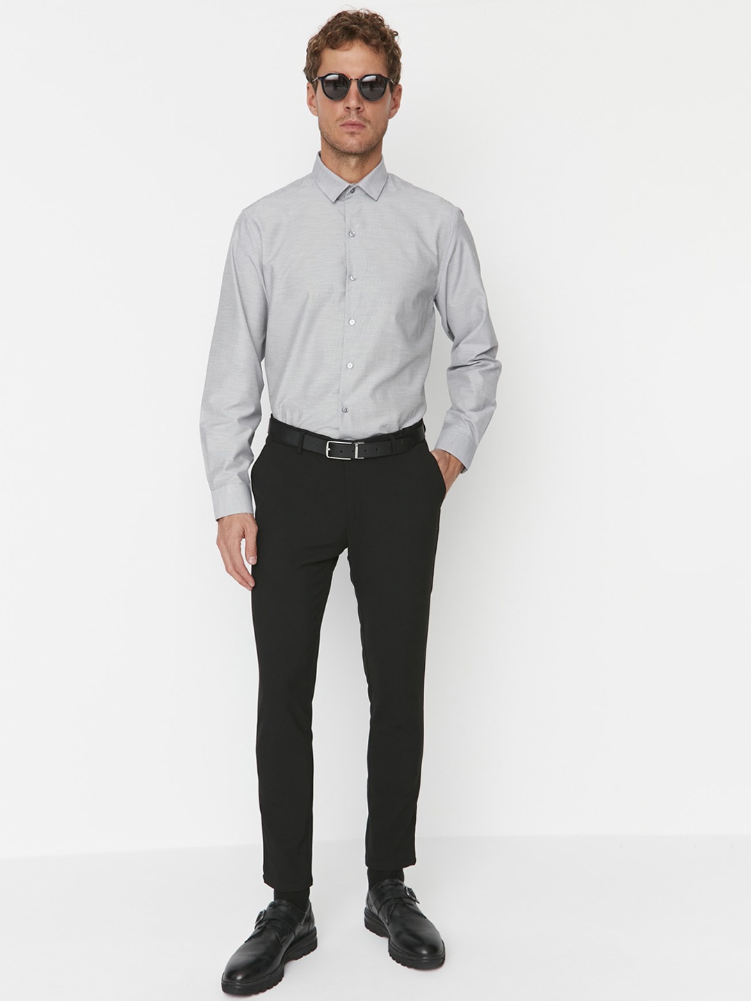 

Trendyol Men Mid-Rise Formal Trousers, Black