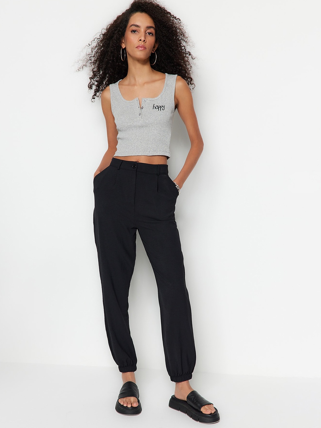 

Trendyol Women High-Rise Joggers, Navy blue