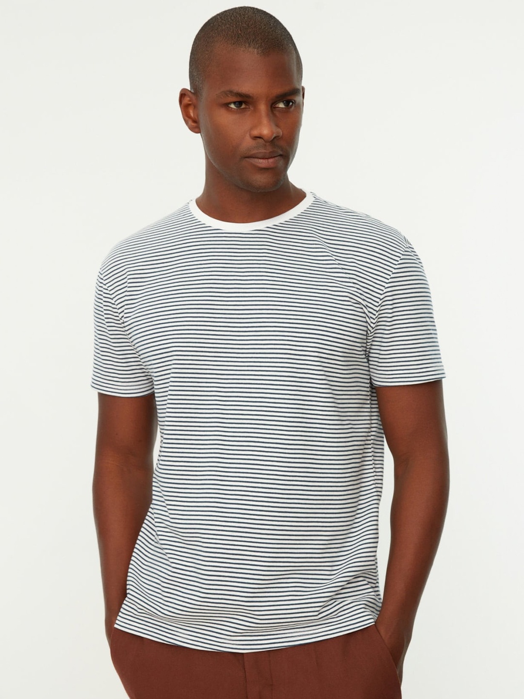 

Trendyol Horizontal Striped Round Neck Casual T-shirt, White