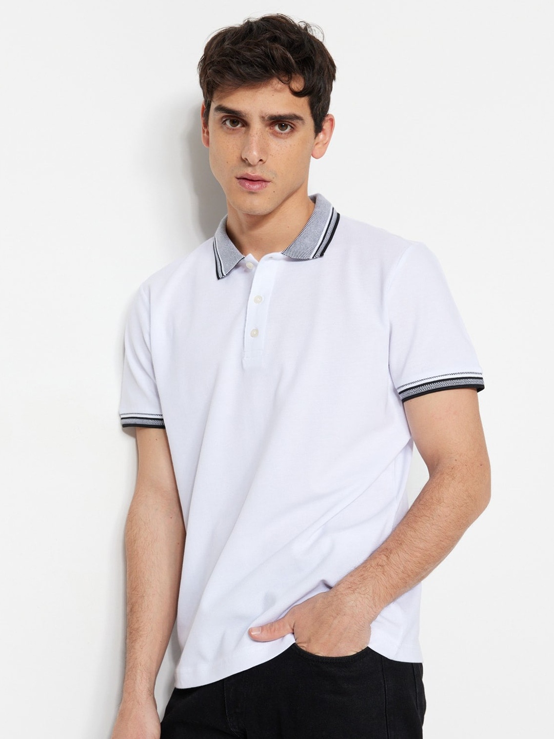 

Trendyol Polo Collar Pure Cotton Casual T-shirt, White