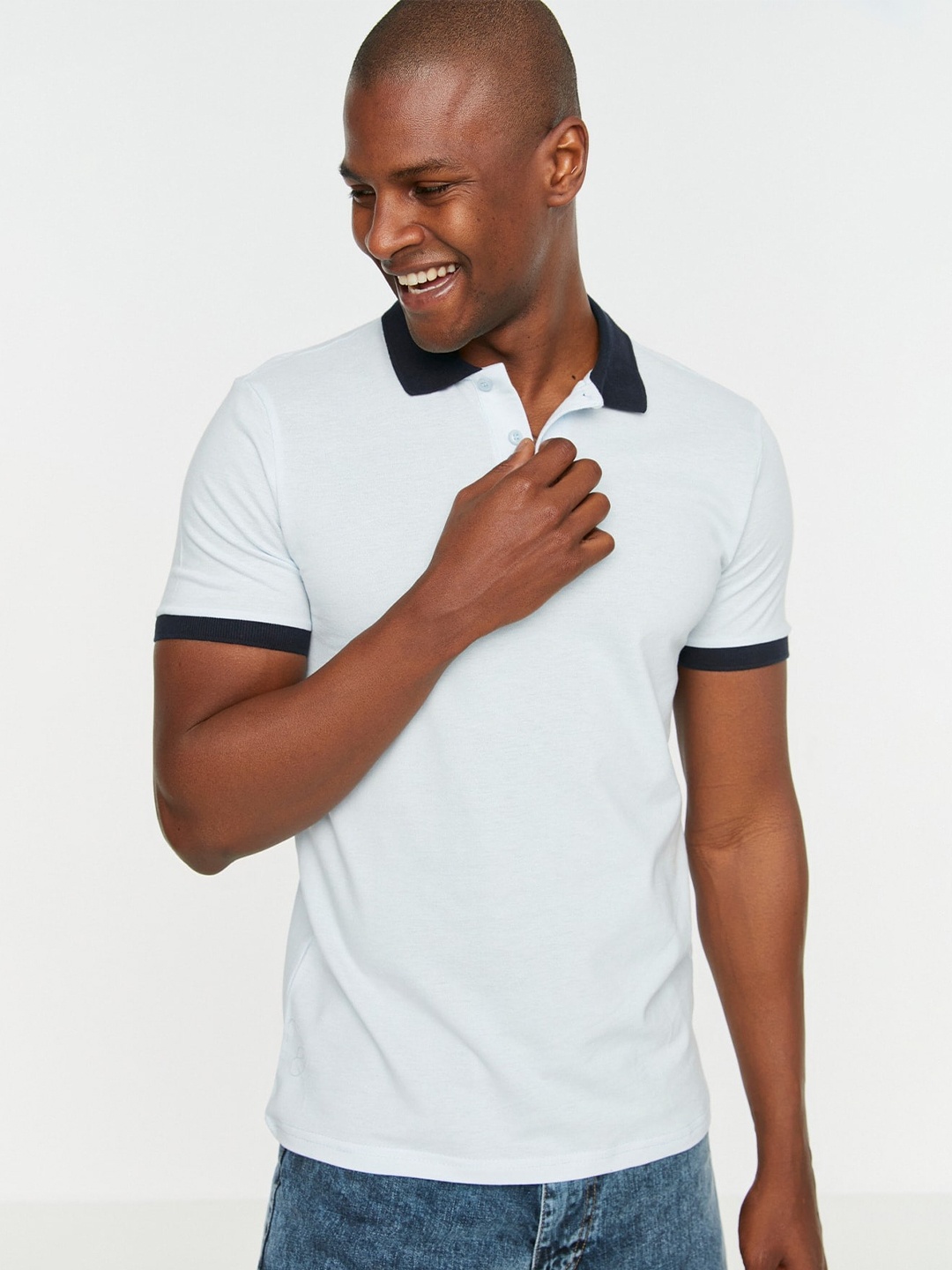 

Trendyol Polo Collar Pure Cotton T-shirt, Blue