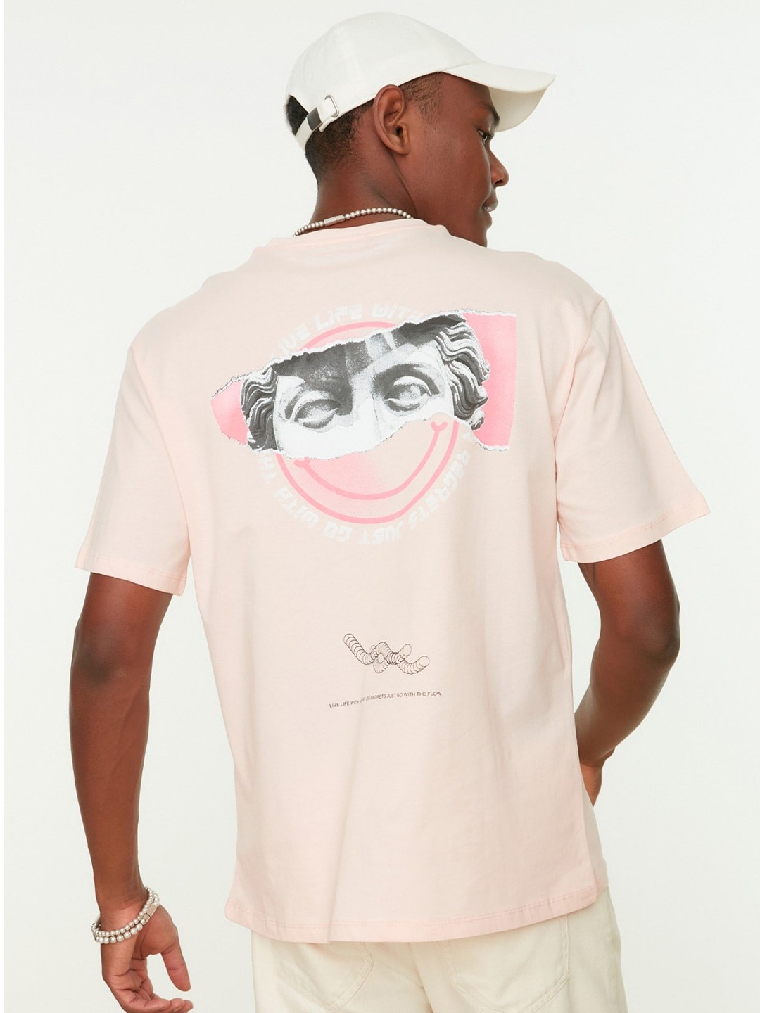 

Trendyol Graphic Printed Drop-Shoulder Sleeves Pure Cotton T-shirt, Pink