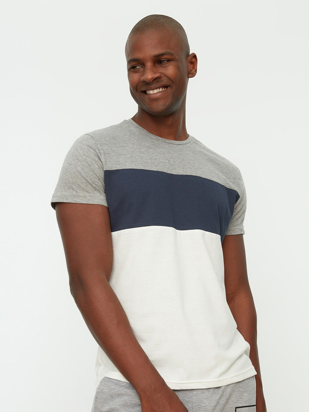 

Trendyol Colourblocked Pure Cotton Casual T-shirt, White