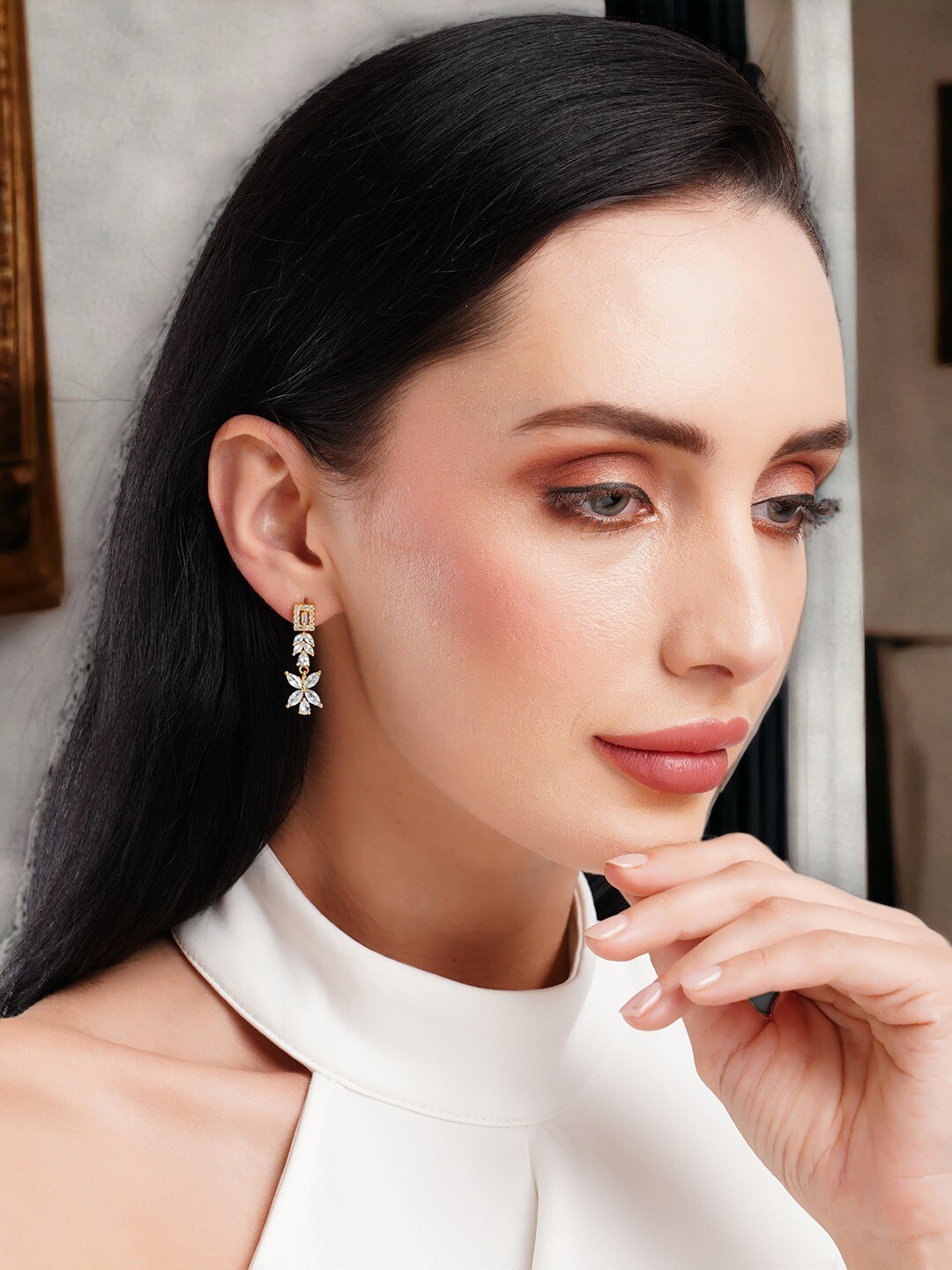 

HOT AND BOLD Gold-Plated Contemporary Drop Earrings
