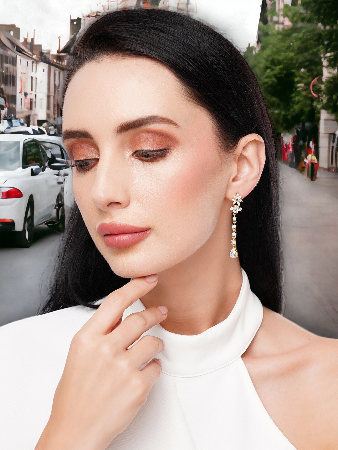 

HOT AND BOLD Gold-Plated Contemporary Drop Earrings