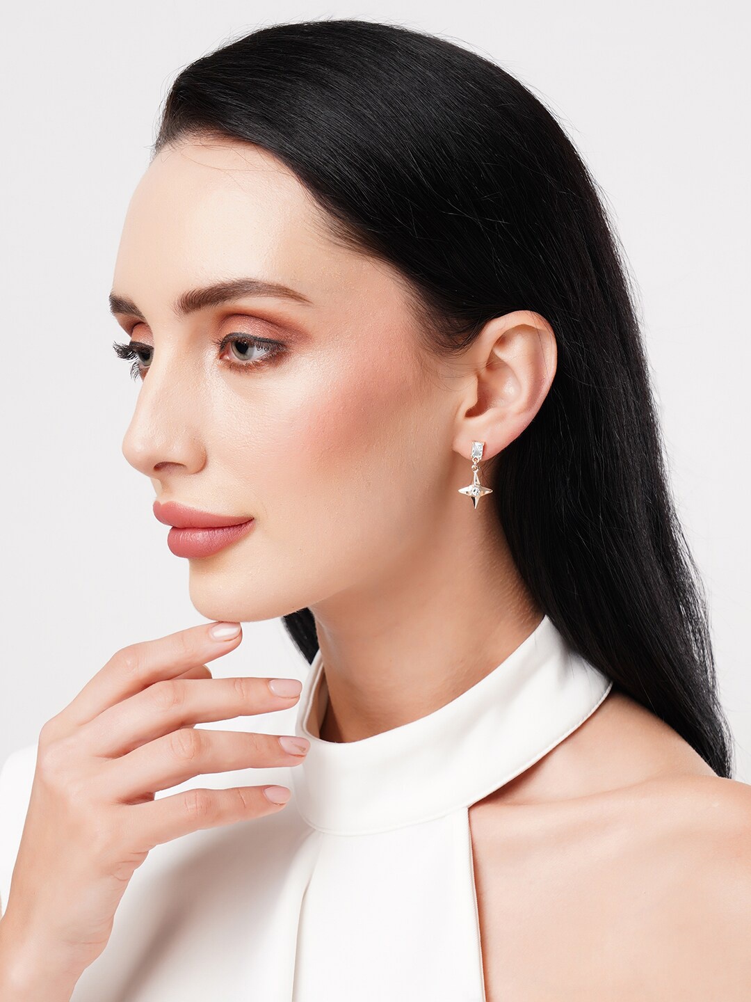 

HOT AND BOLD Rose Gold Plated Contemporary Zircon Drop Earrings